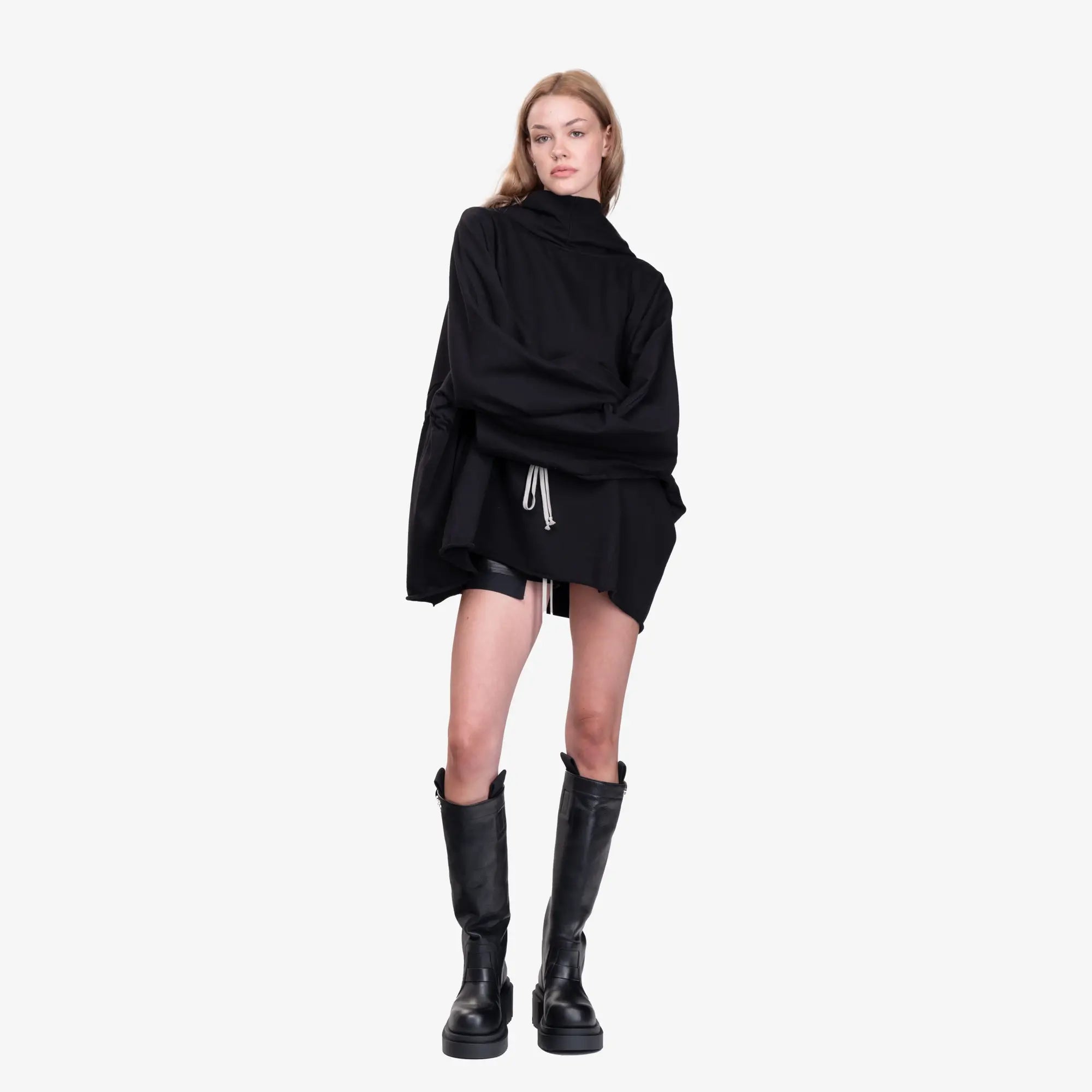 Rick Owens Unisex Hooded Tunic Black - 2