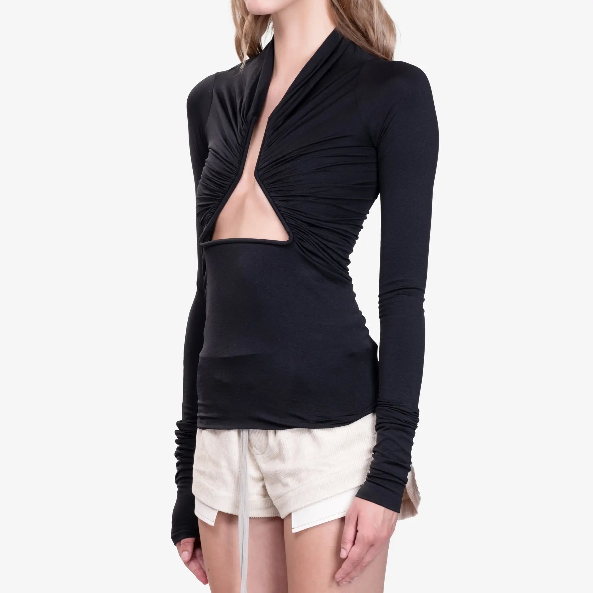 Rick Owens Womens Allanah Long Sleeve Prong Top Black - 3