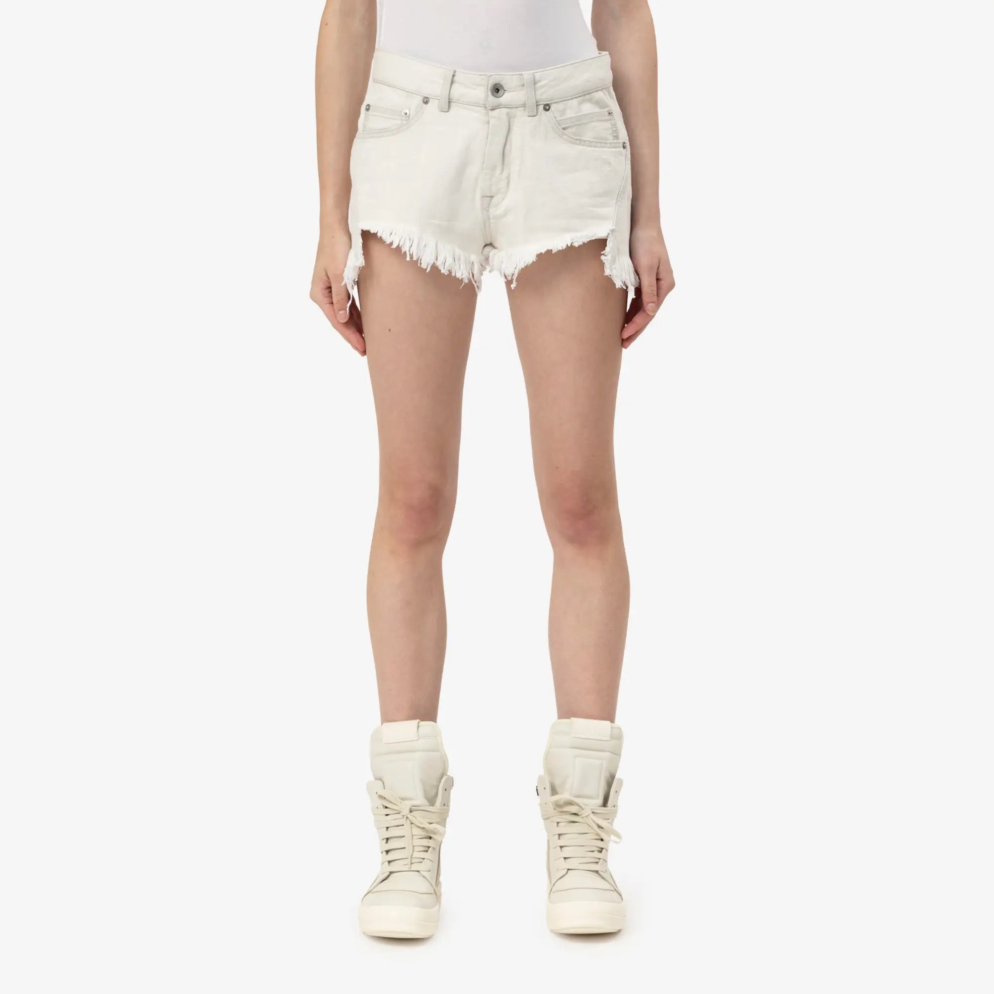 Rick Owens Womens Bias Cutoffs Shorts Milk Wash - 1