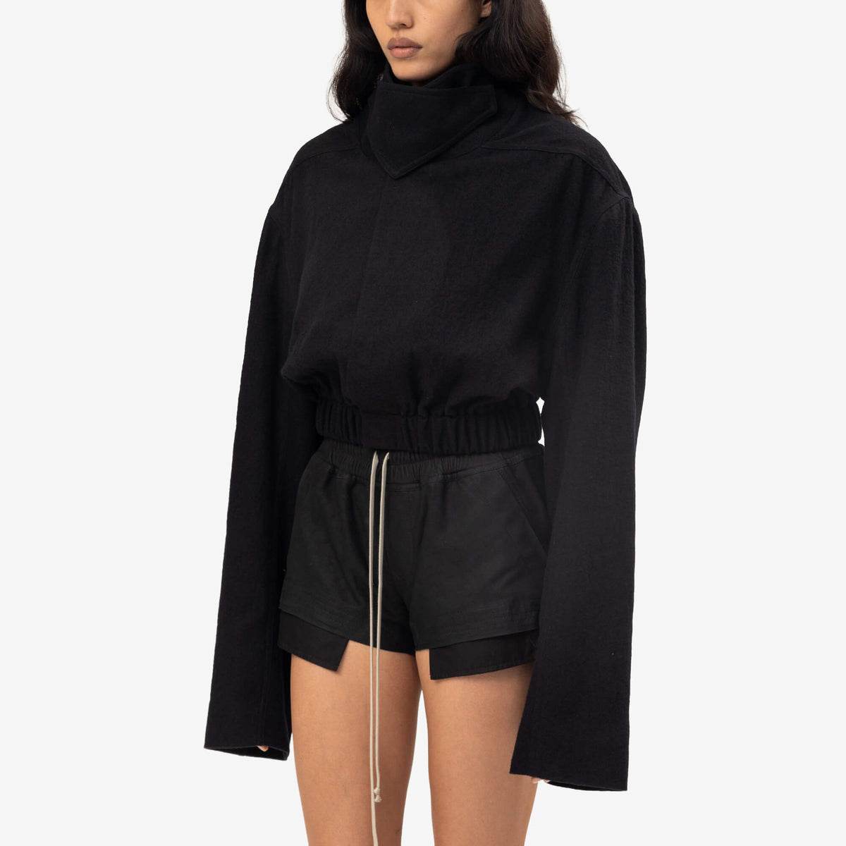 Rick Owens Womens Collared Mac Shirt Black-3