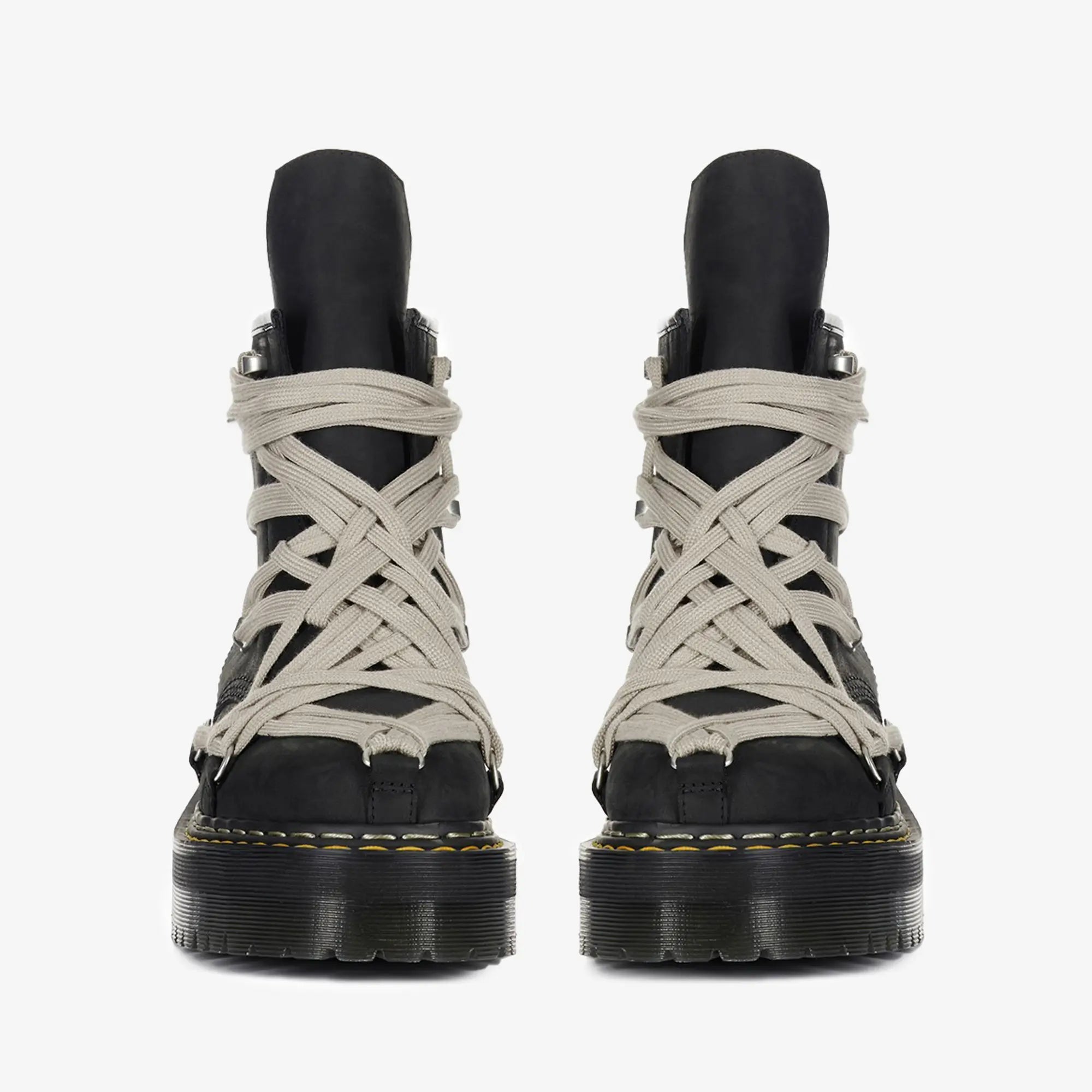 Rick Owens Womens Dr. Martens 1460 Quad Sole Megalace Boots Black - 3
