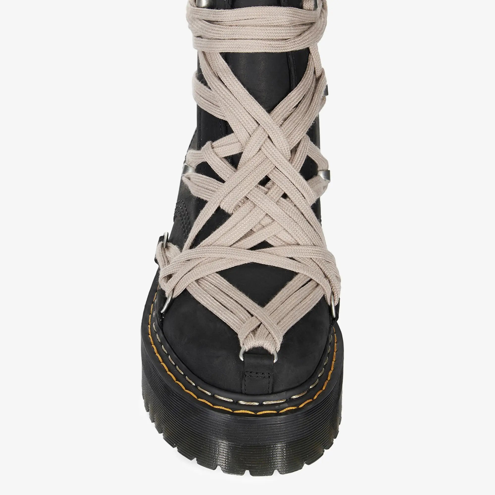 Rick Owens Womens Dr. Martens 1460 Quad Sole Megalace Boots Black - 6