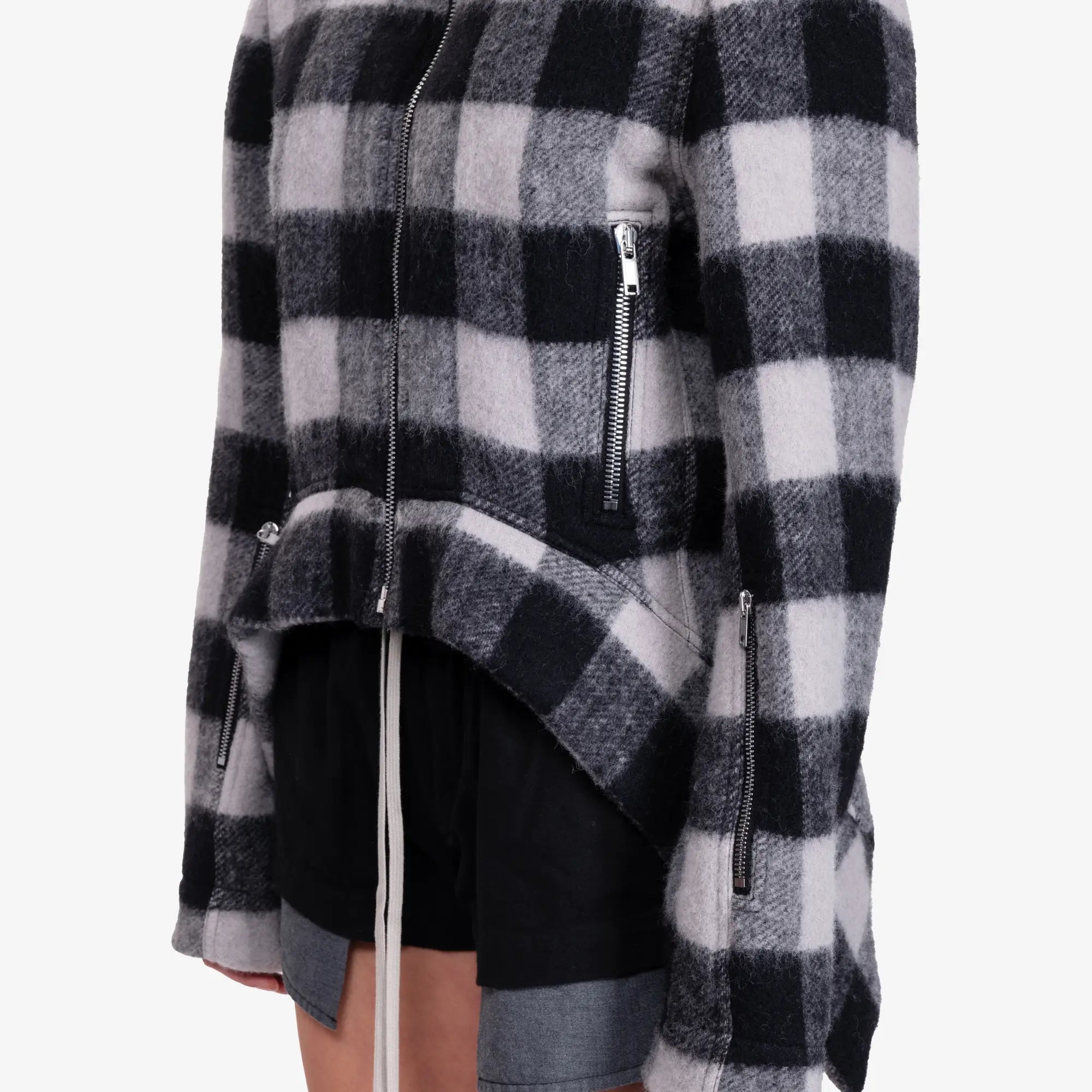 Rick Owens Womens Explorer Jacket Black Plaid - 5
