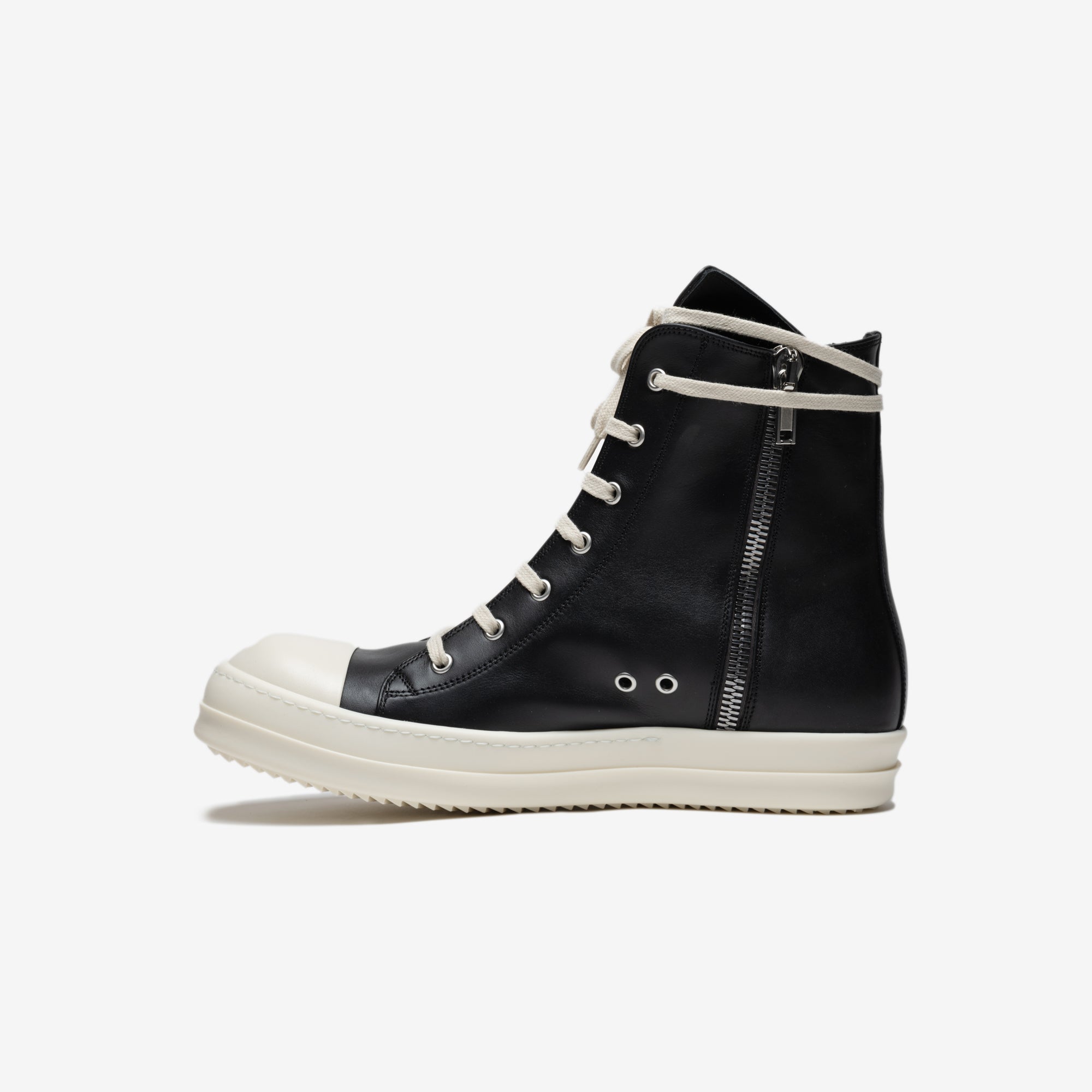 Rick Owens Womens High - Top Leather Sneakers Black - 4