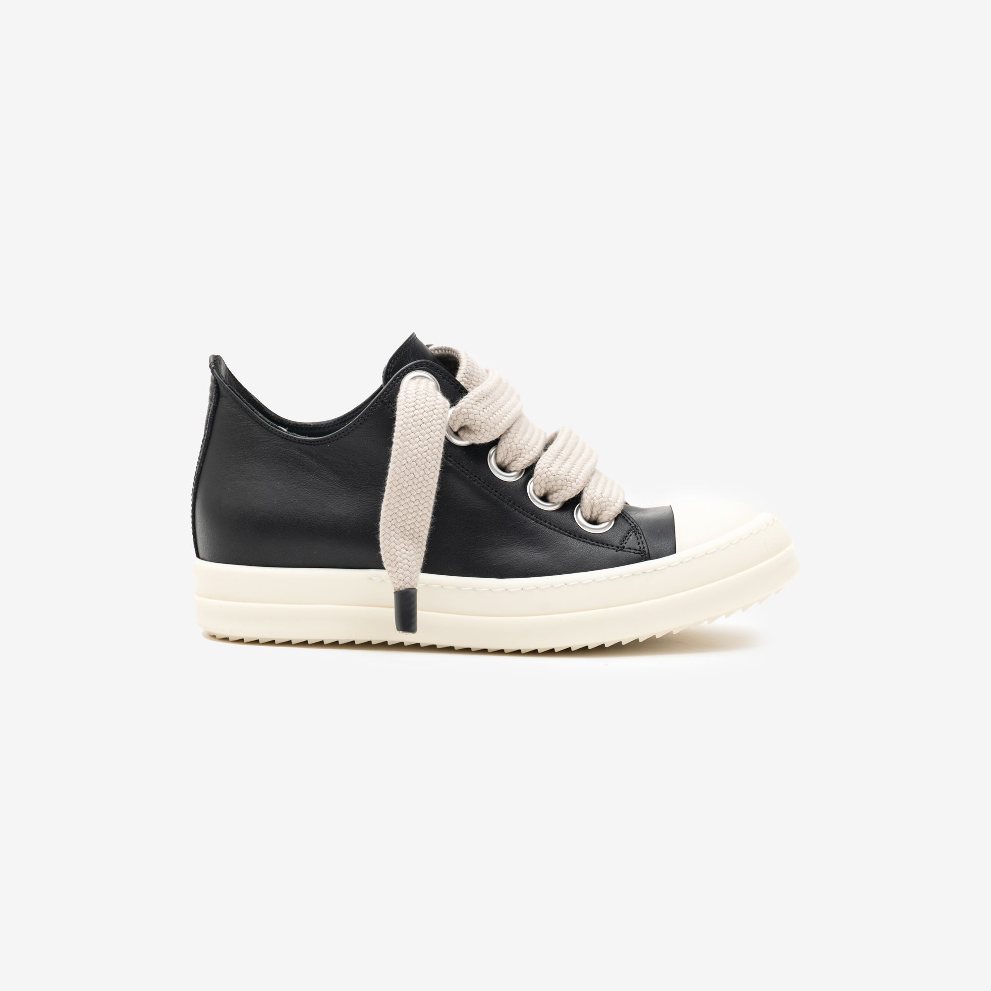 Rick Owens Womens Jumbolace Low-Top Sneaks Black/Milk/Milk-3