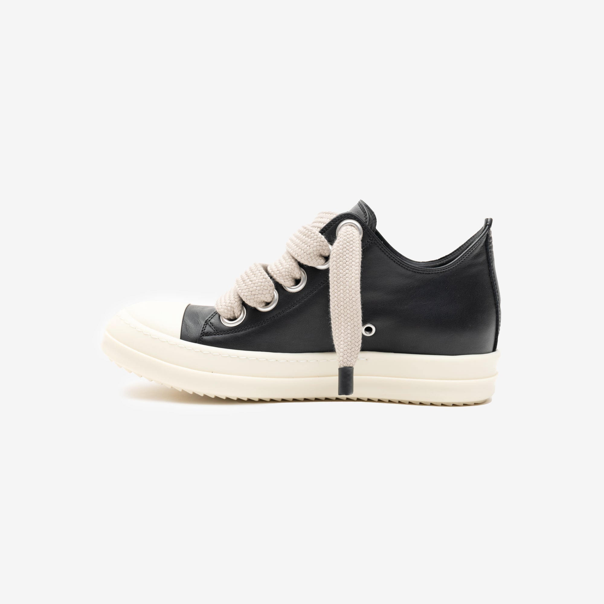 Rick Owens Womens Jumbolace Low-Top Sneaks Black/Milk/Milk-2