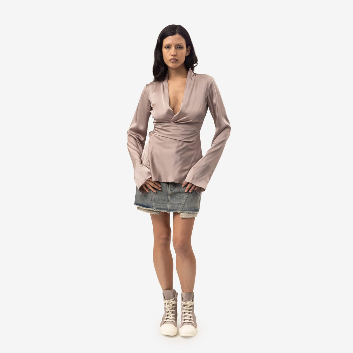 Rick Owens Womens Laura LS Top Rose-2