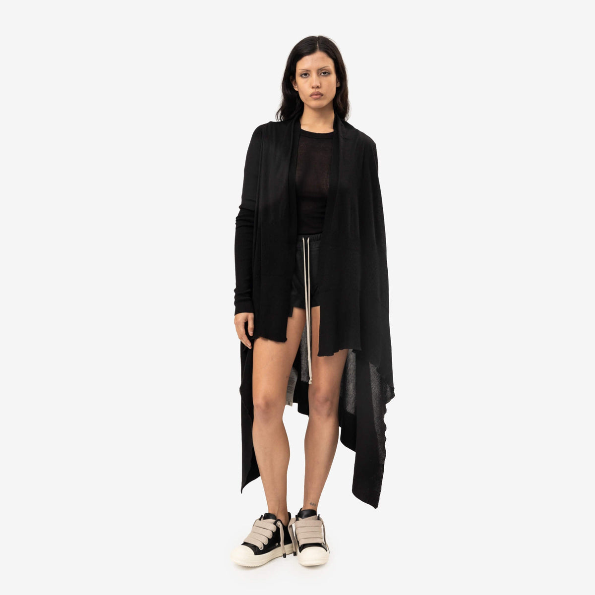 Rick Owens Womens Long Wrap Cardigan Black-2