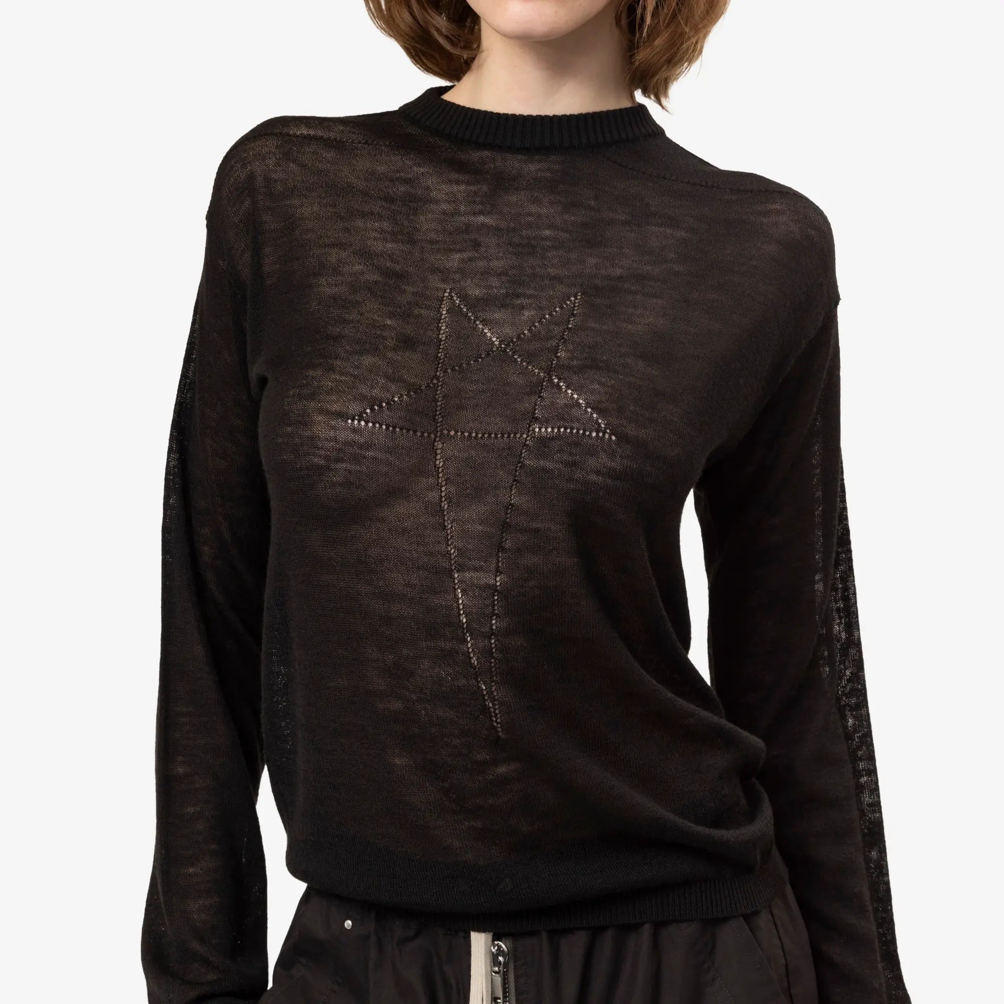 Rick Owens Womens Penta Sheer Sweater Black - 5