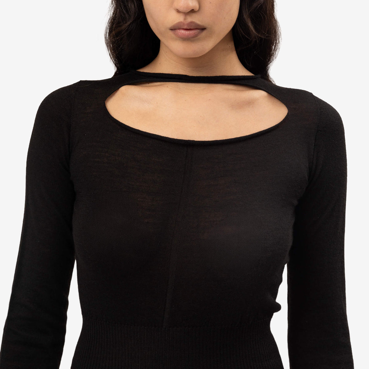 Rick Owens Womens Slash Cropped Pullover Sweater Black-5