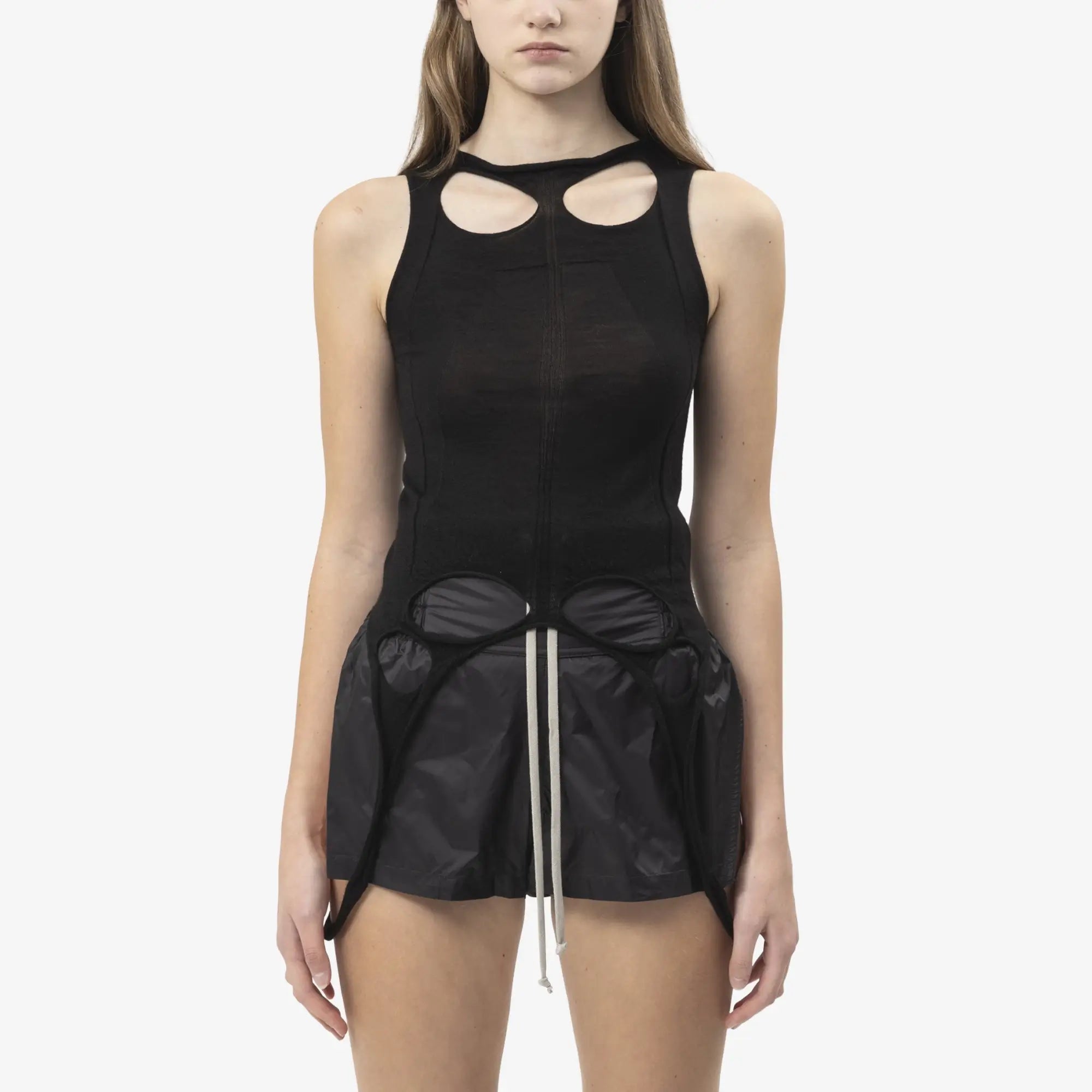 Rick Owens Womens Slashed Sleeveless Sweater Black - 1