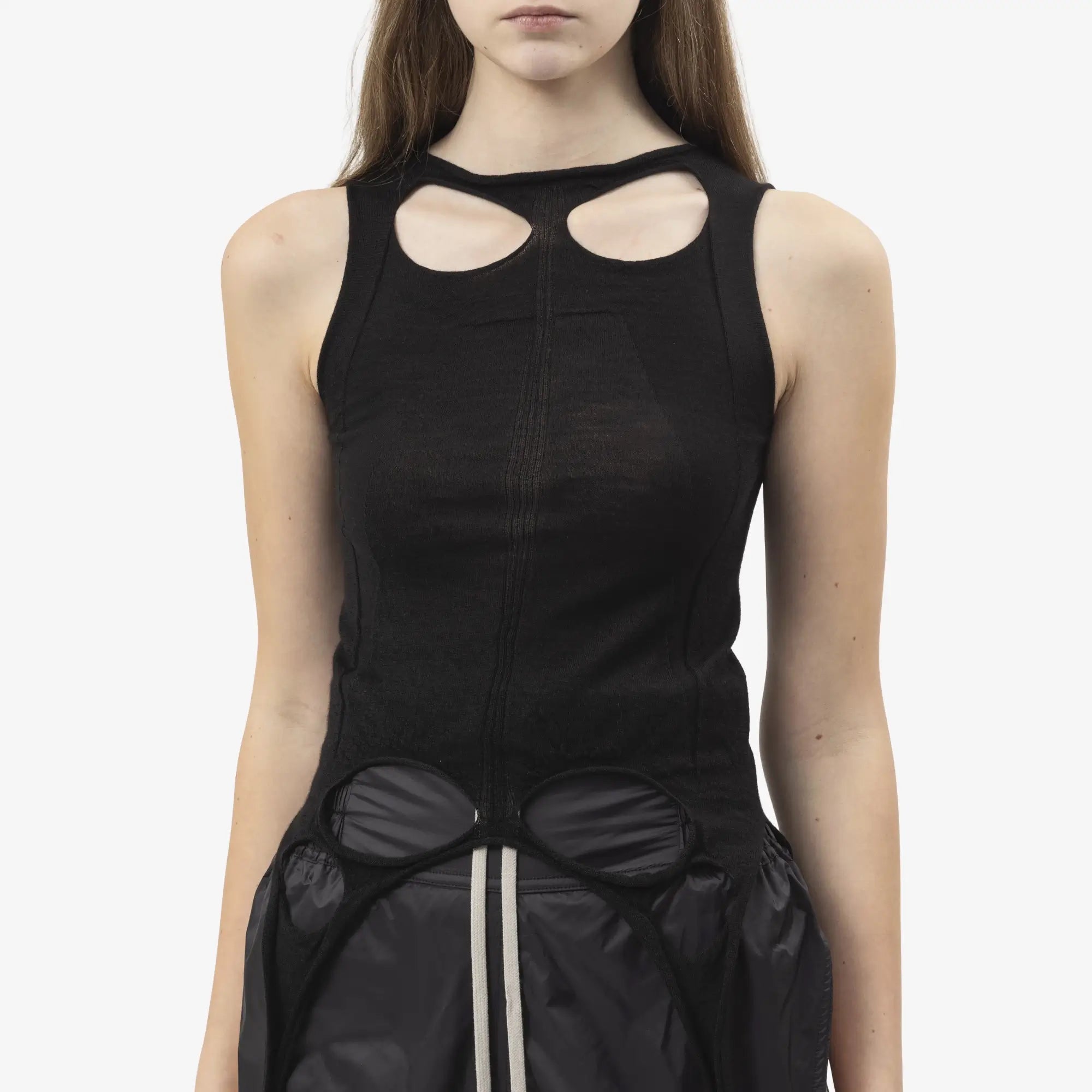 Rick Owens Womens Slashed Sleeveless Sweater Black - 5