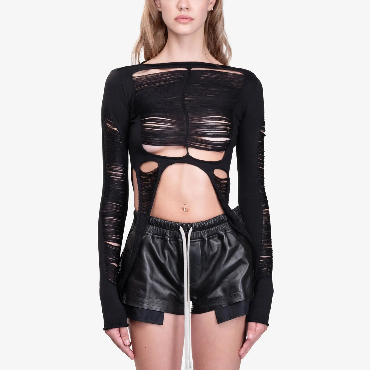 Rick Owens Womens Tanja Long Sleeve T-Shirt in Black