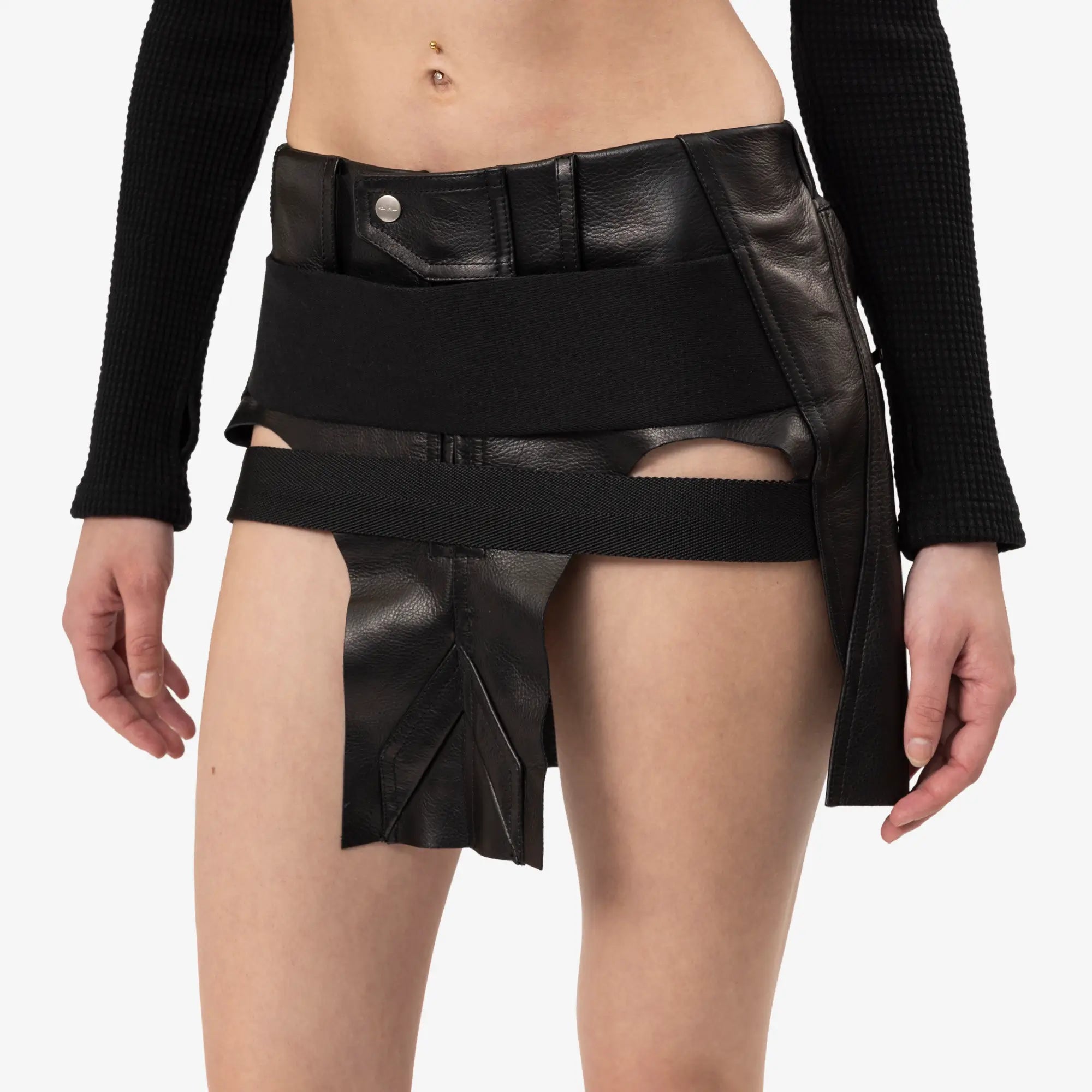 Rick Owens Womens Temple Leather Skirt Black - 5