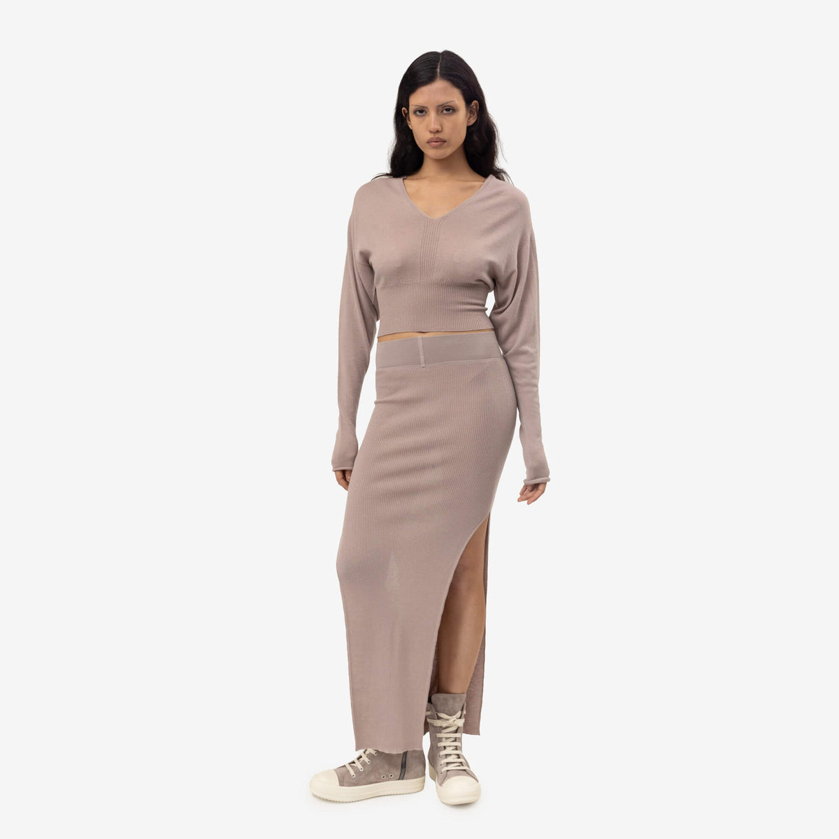 Rick Owens Womens V-Neck Cropped Top Rose-2