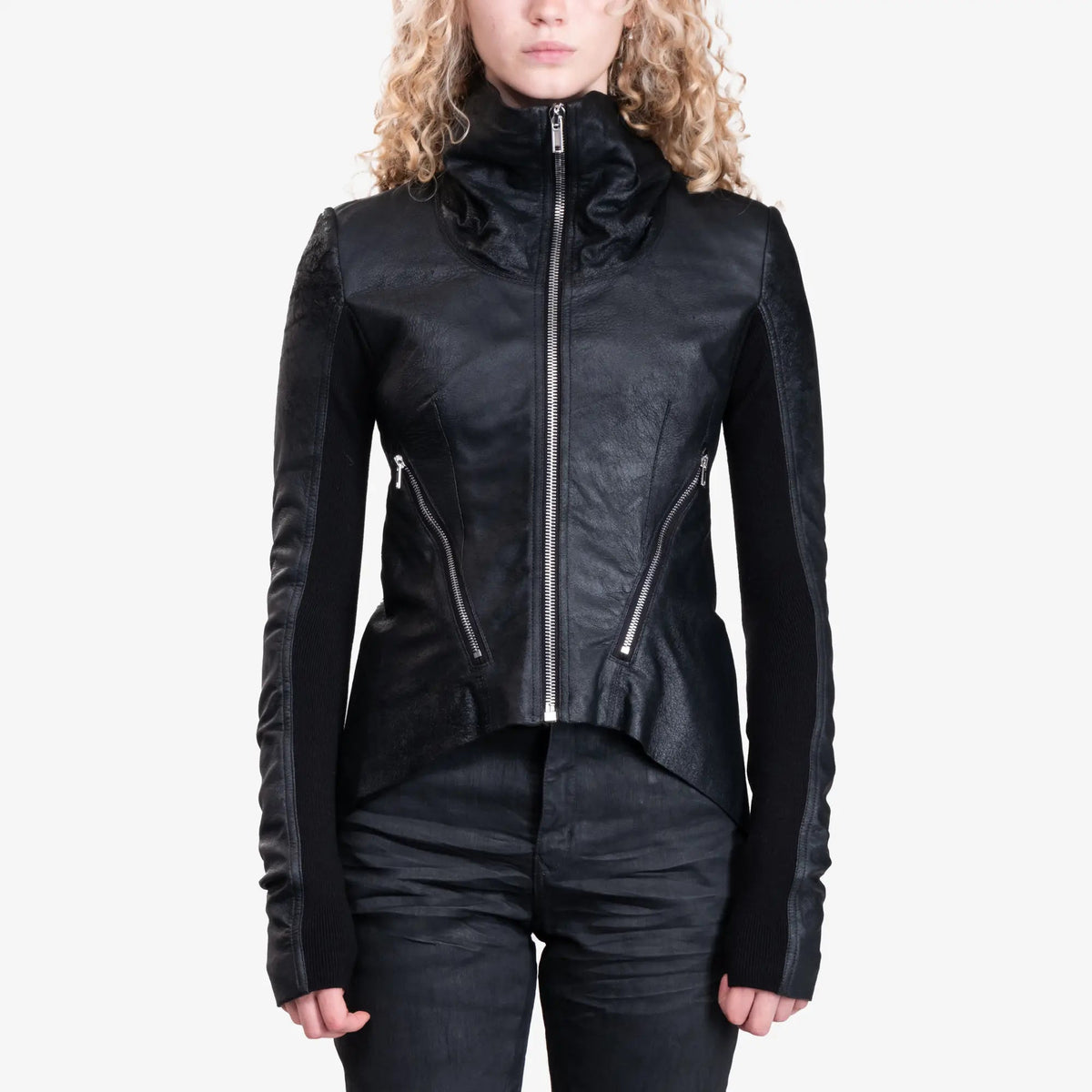 Rick Owens Zipped Naska バイカージャケット ブラック｜Feuille