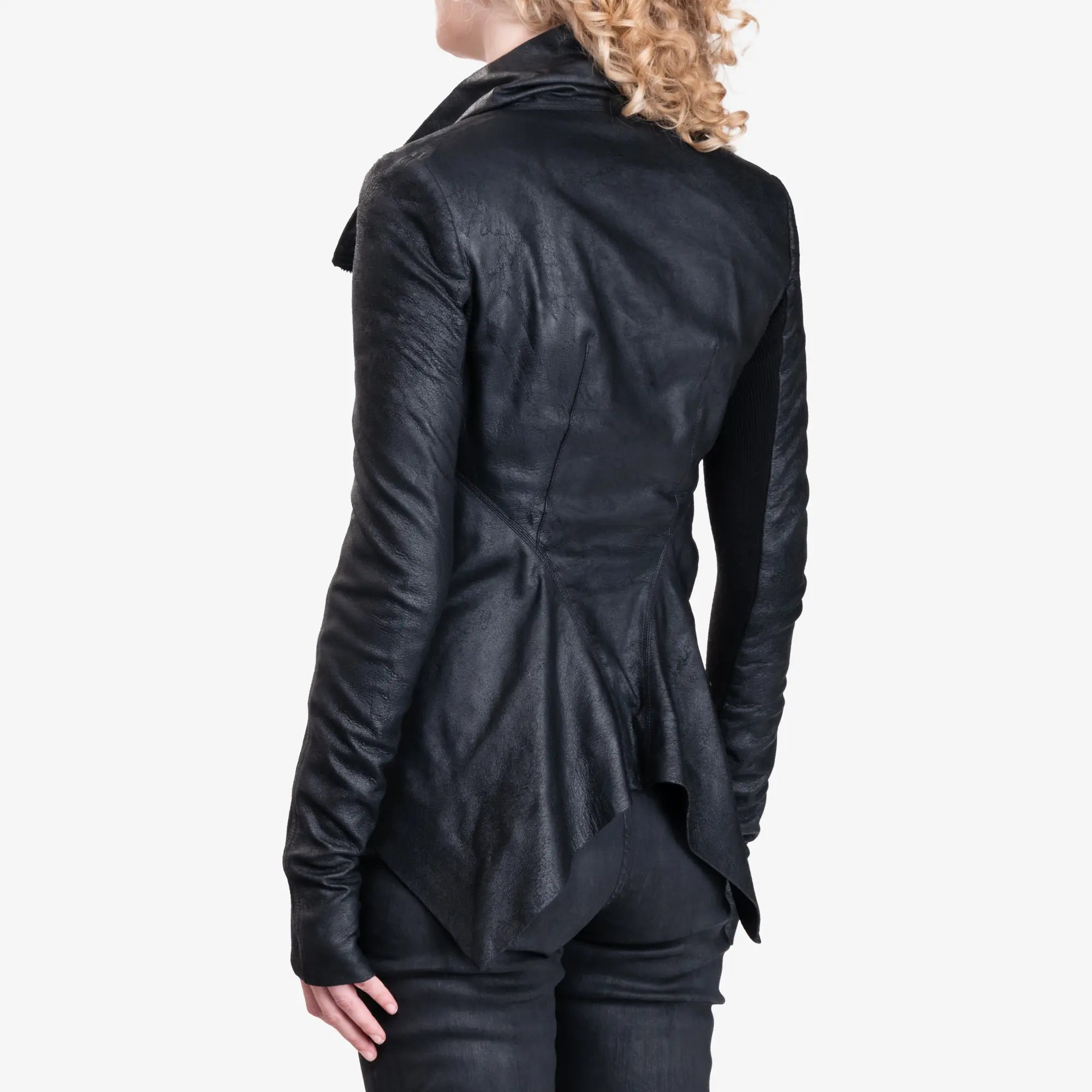 Rick Owens Womens Zipped Naska Biker Jacket Black - 4