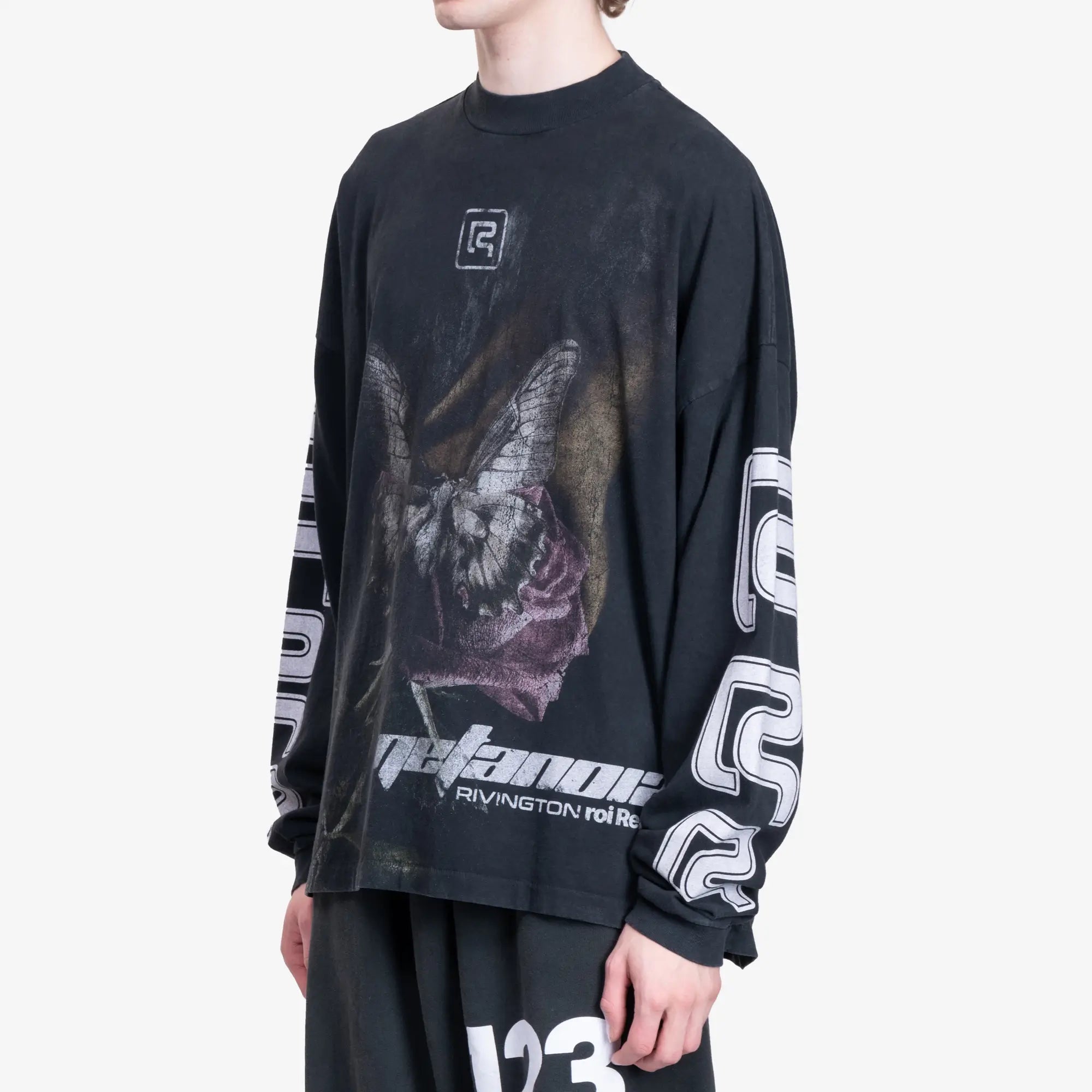 RRR123 Metamoth Vintage LS T-Shirt Jet Black - 3