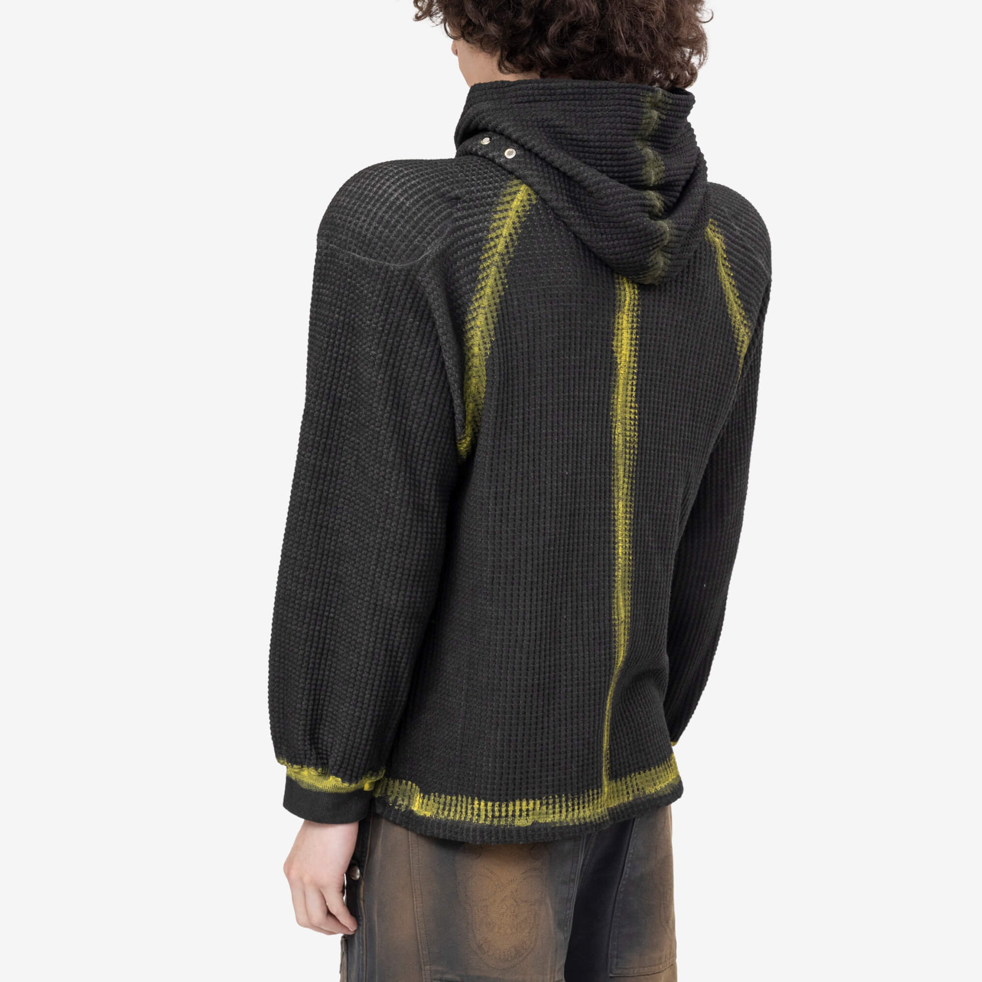 Thug Club Bulk Shoulder Painted Line Waffle Hoody Black/Yellow - 9