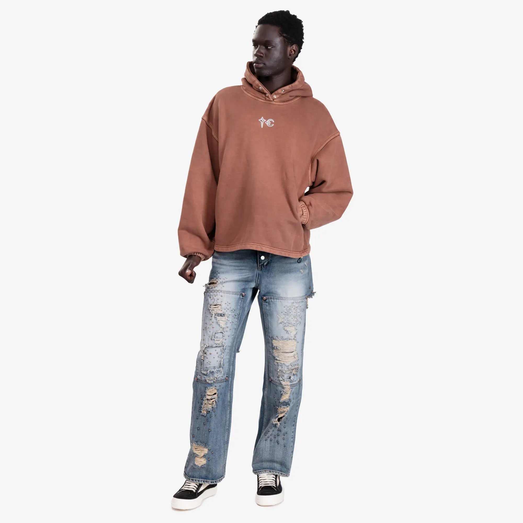 Thug Club Devil Peace Patch Hoody Brown - 2