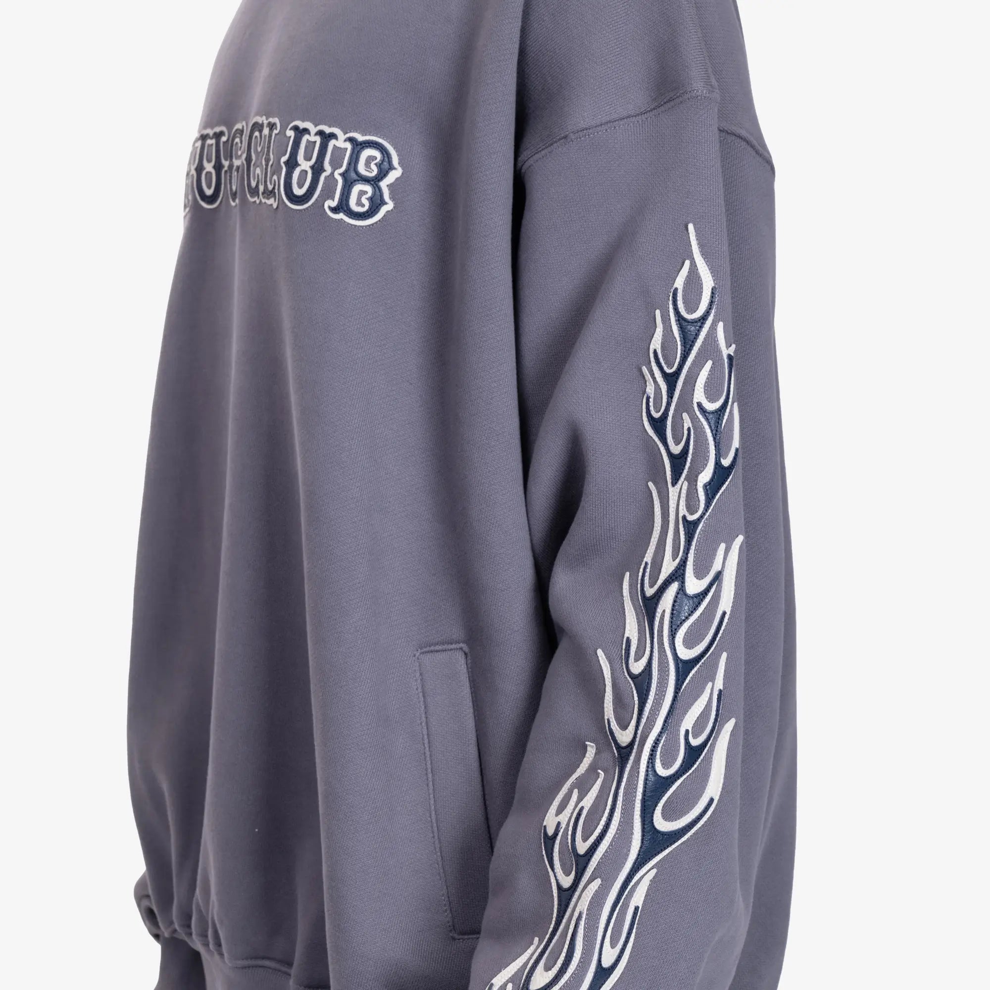 Thug Club Leather Flame Sweatshirt Grey - 5