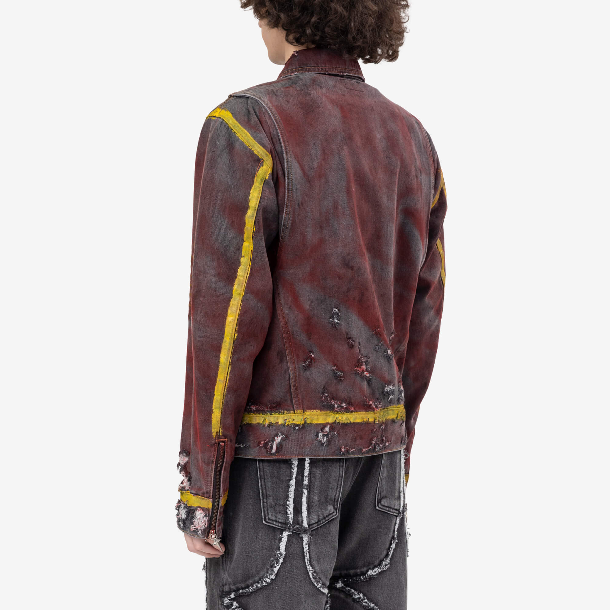 Thug Club Red Washed Painted Line Jacket Denim Black - 4