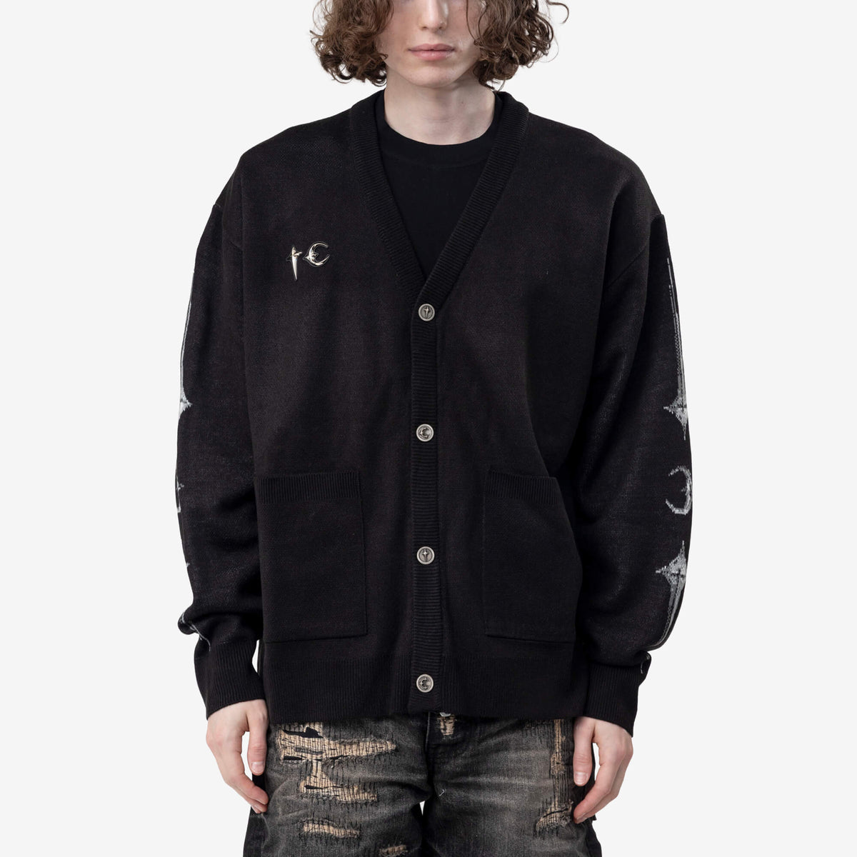 Thug Club TC Bone Knit Cardigan Black-1