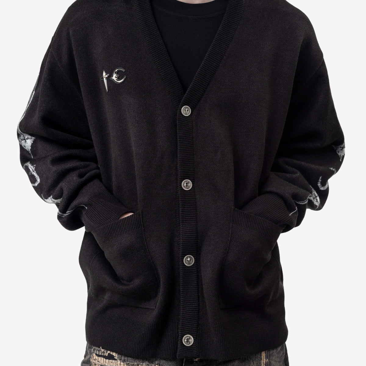 Thug Club TC Bone Knit Cardigan Black-5