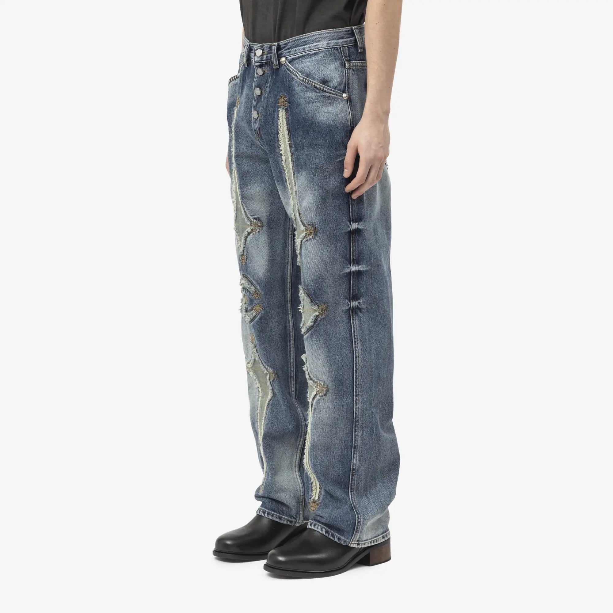 Thug Club TC Bone Leather Jeans Blue - 3