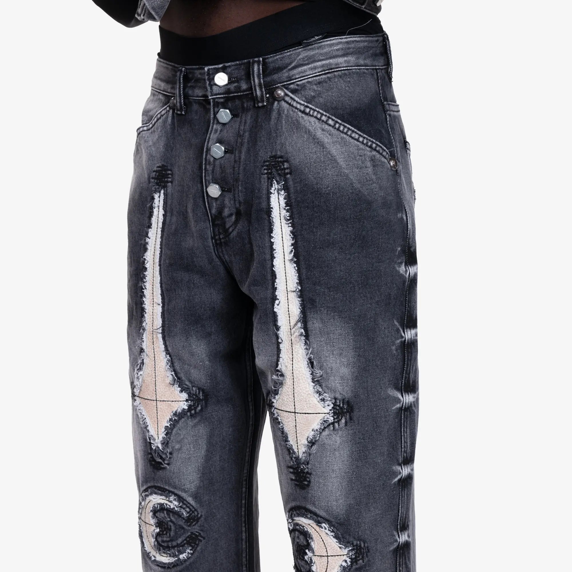 Thug Club TC Bone Leather Jeans Black - 5