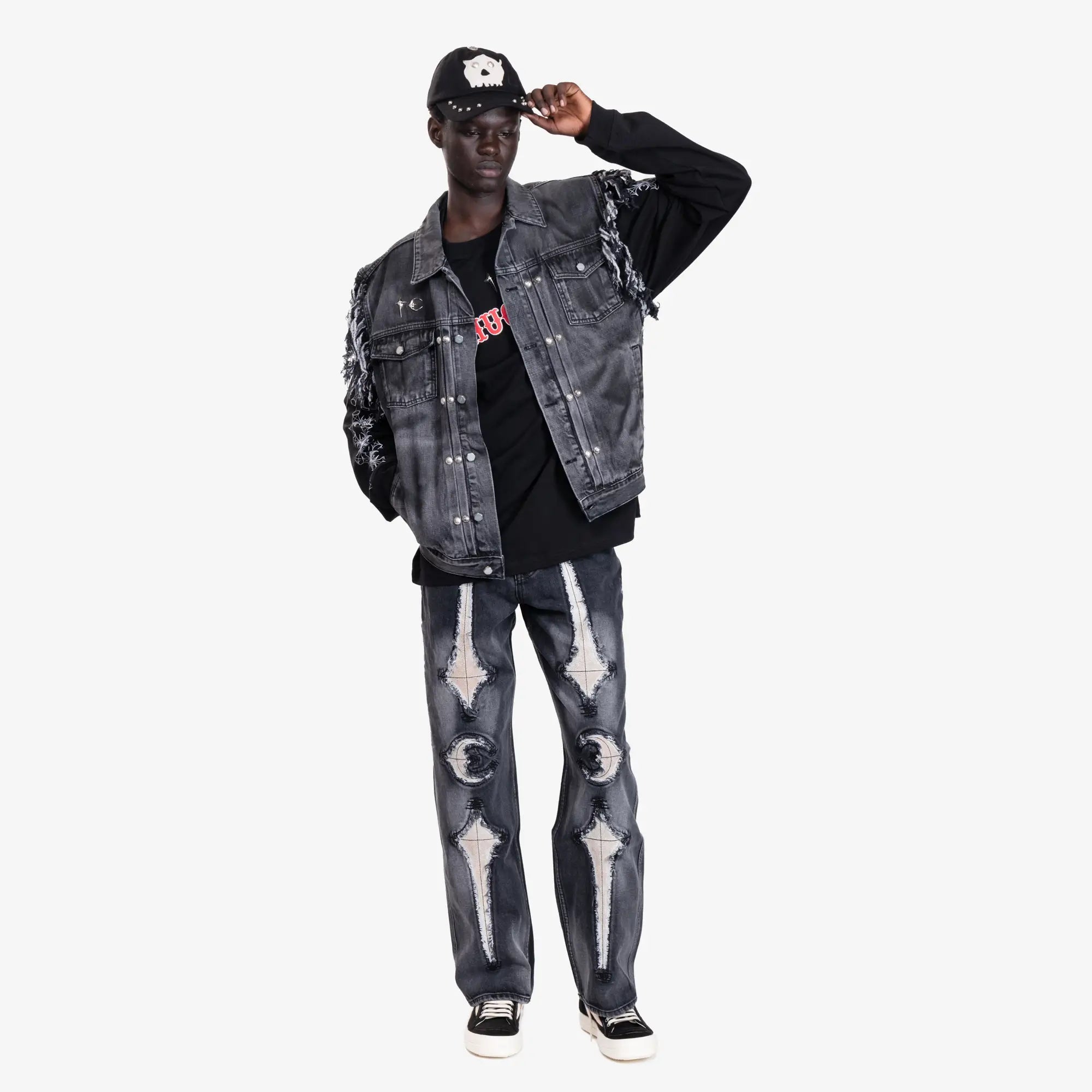 Thug Club TC Bone Leather Jeans Black - 2