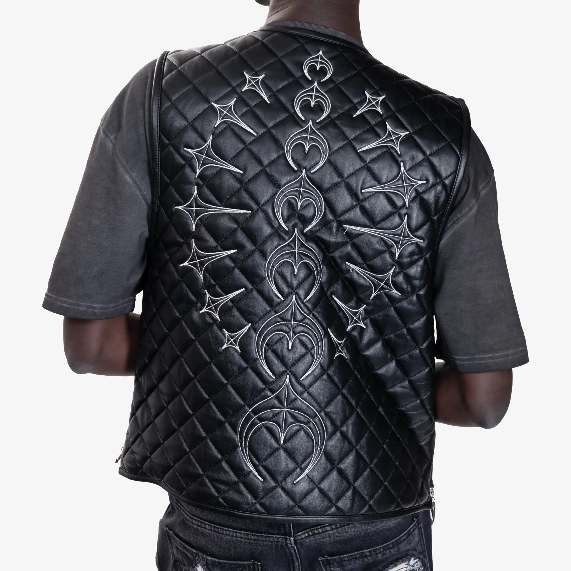 Thug Club TC Bone Leather Quilted Vest Black - 6
