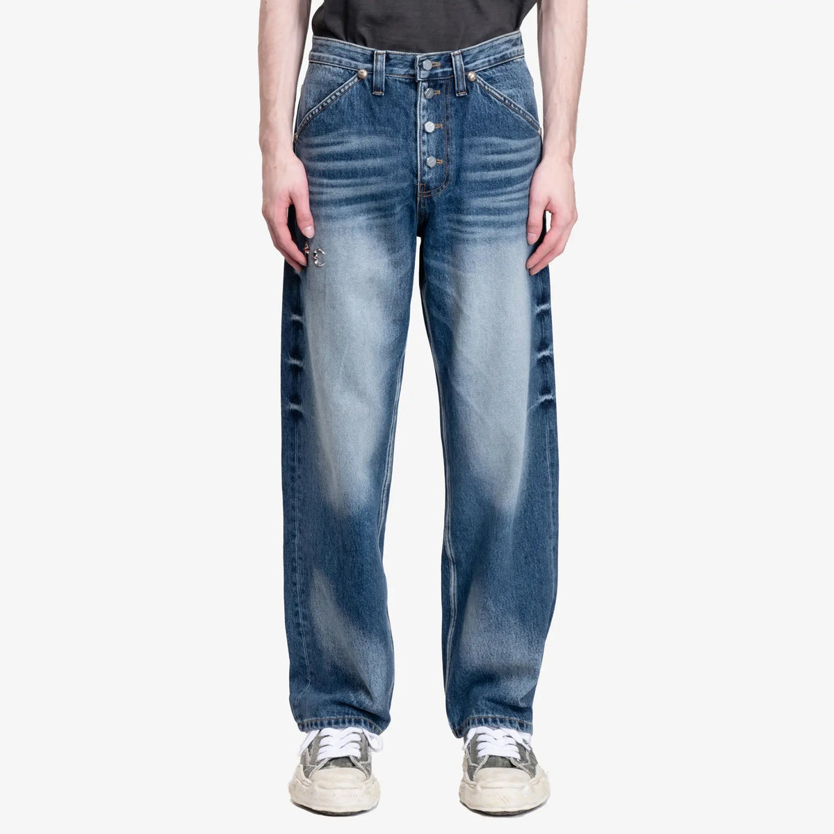 Thug Club TC Leather Back Pocket Jeans in Blue