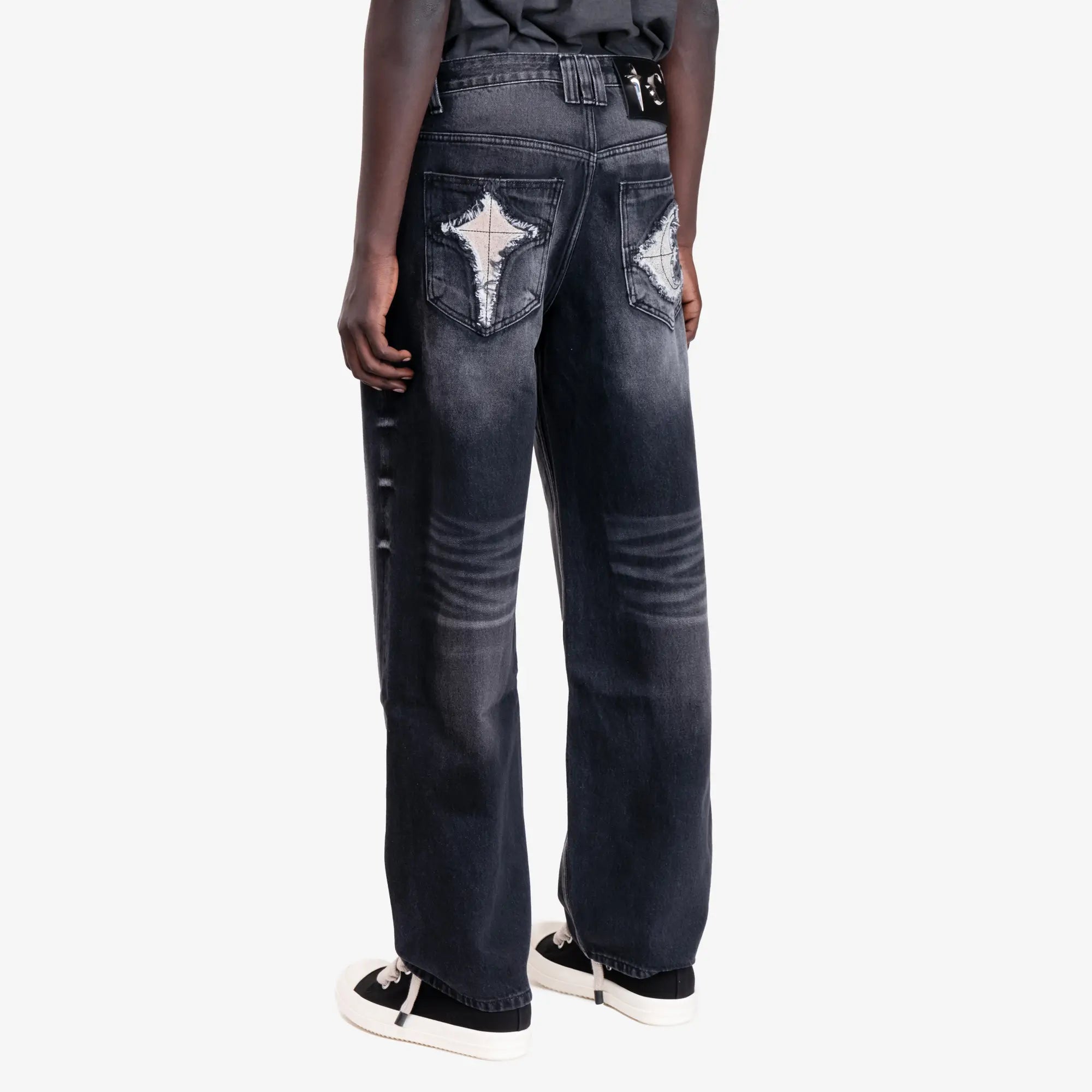 Thug Club TC Leather Back Pocket Jeans Black - 4