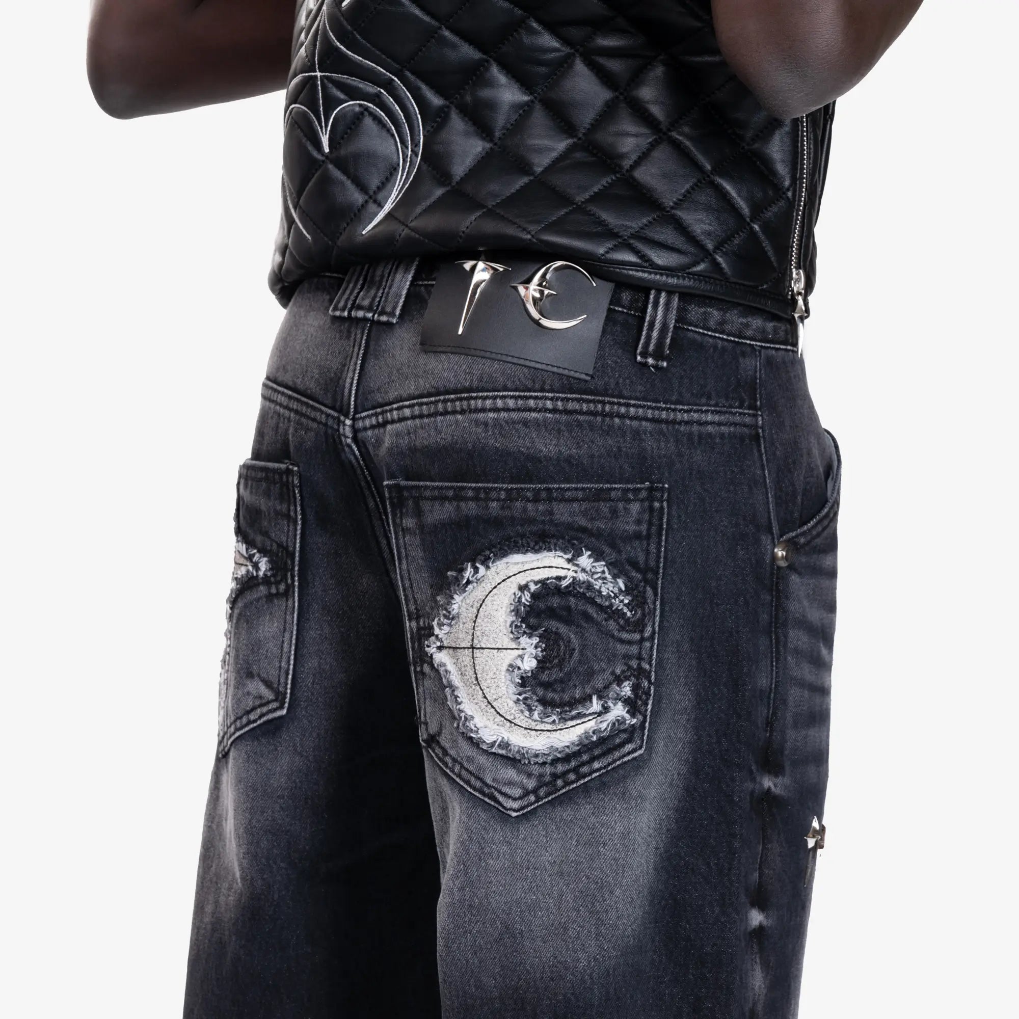 Thug Club TC Leather Back Pocket Jeans Black - 6