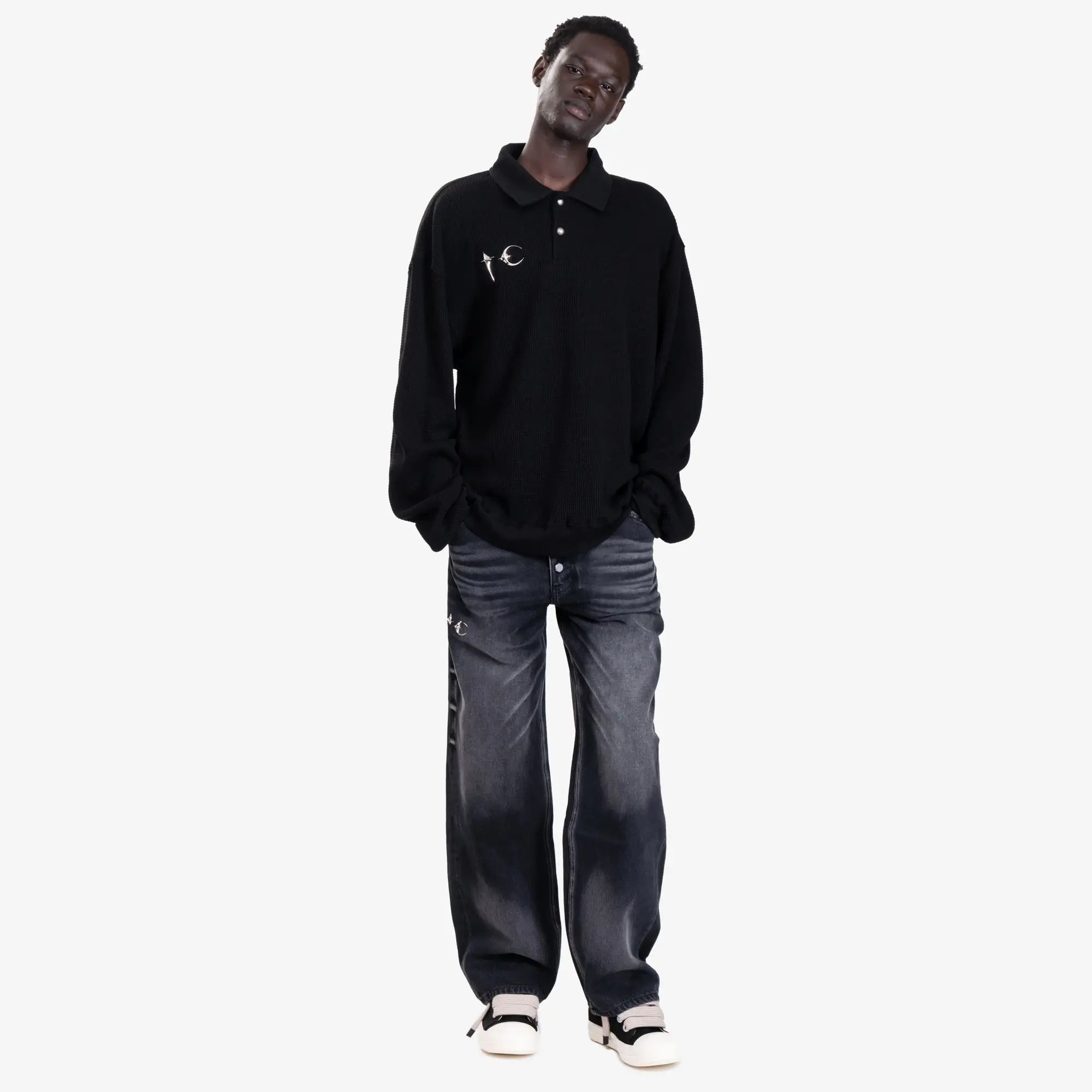 Thug Club TC Long Sleeve Polo Black - 2