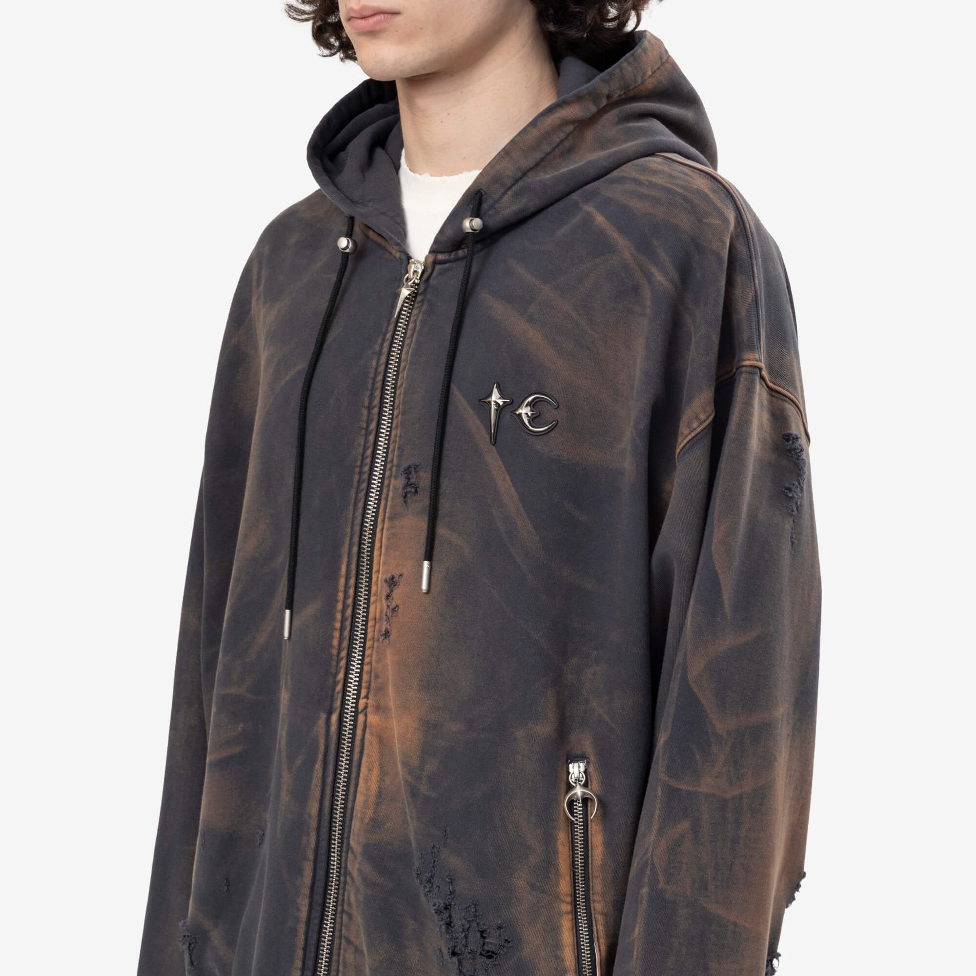 Thug Club TC Two Tone Washed Zip Hoody Rust Black - 5