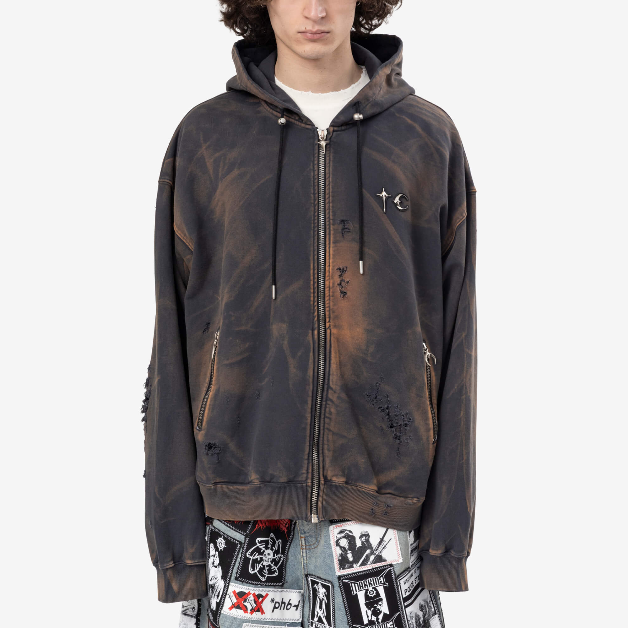 Thug Club TC Two Tone Washed Zip Hoody Rust Black