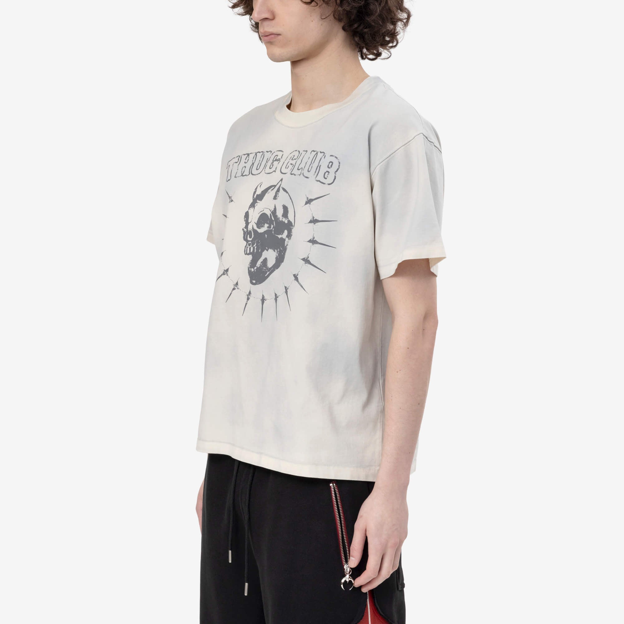 Thug Club Vintage Riding Skull T-Shirt Cream - 3