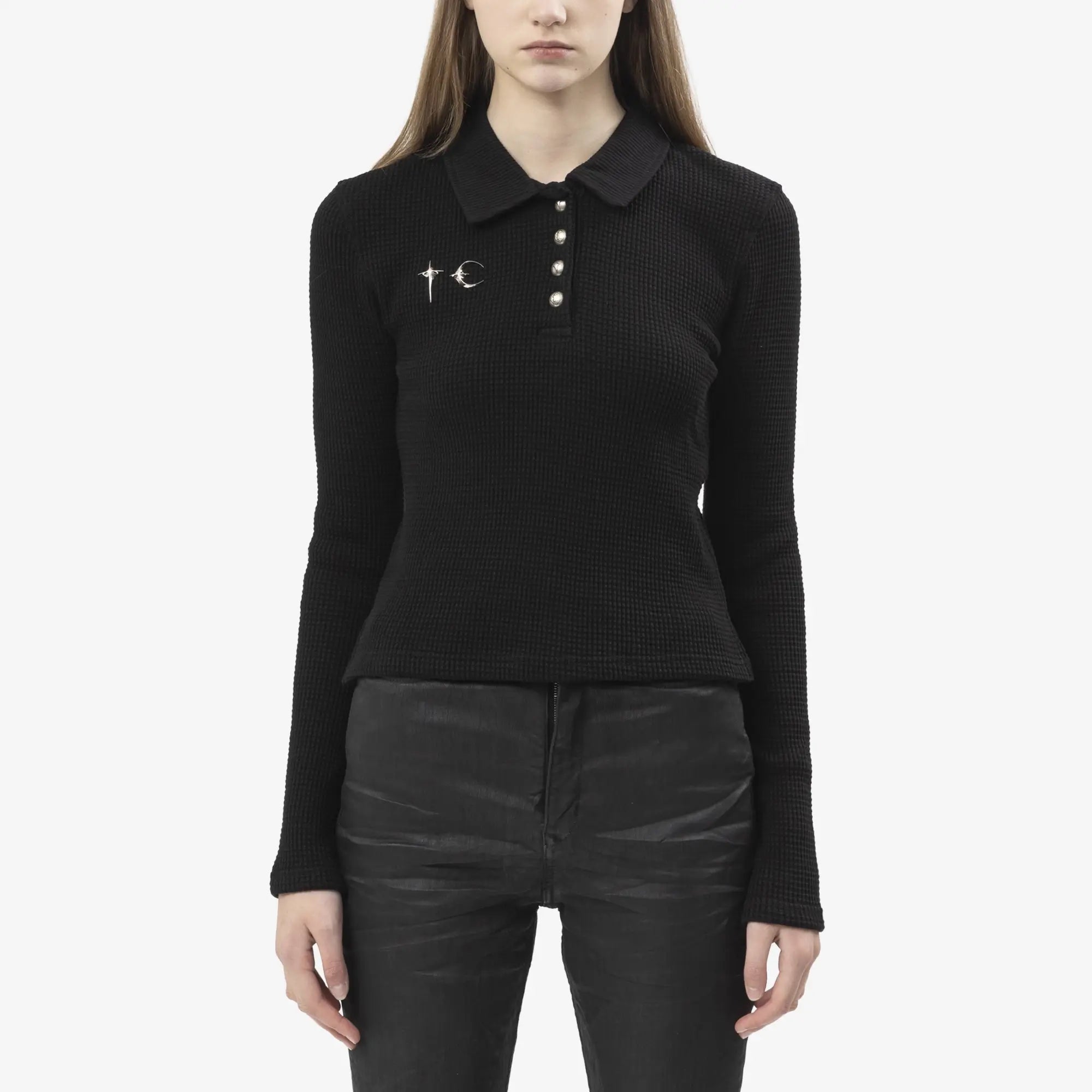 Thug Club Womens TC Long Sleeve Polo Black - 1
