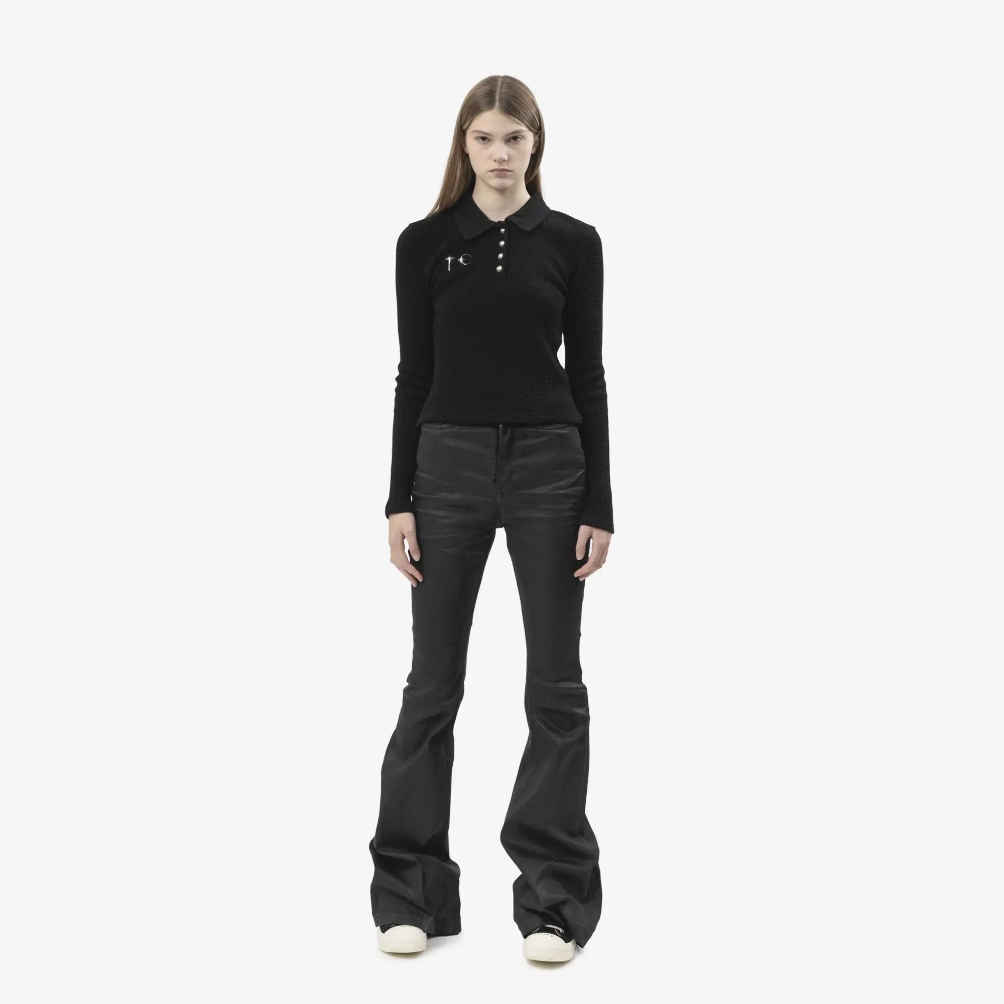 Thug Club Womens TC Long Sleeve Polo Black - 4