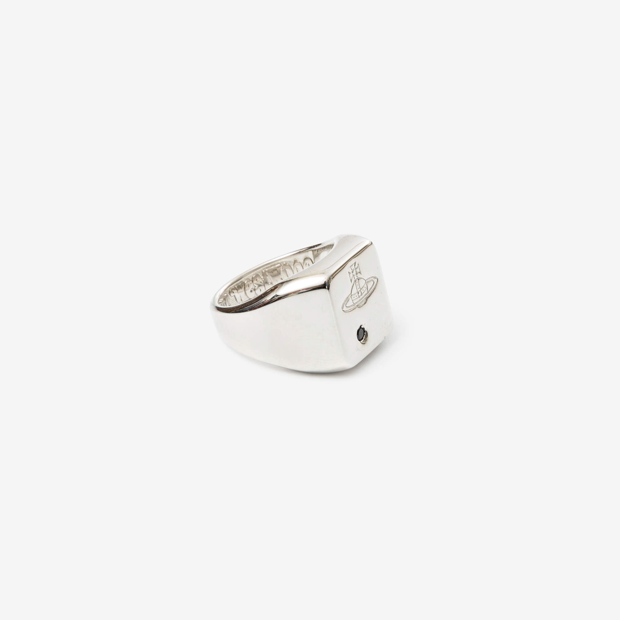 Vivienne Westwood Carlo Ring Platinum/Black CZ-3