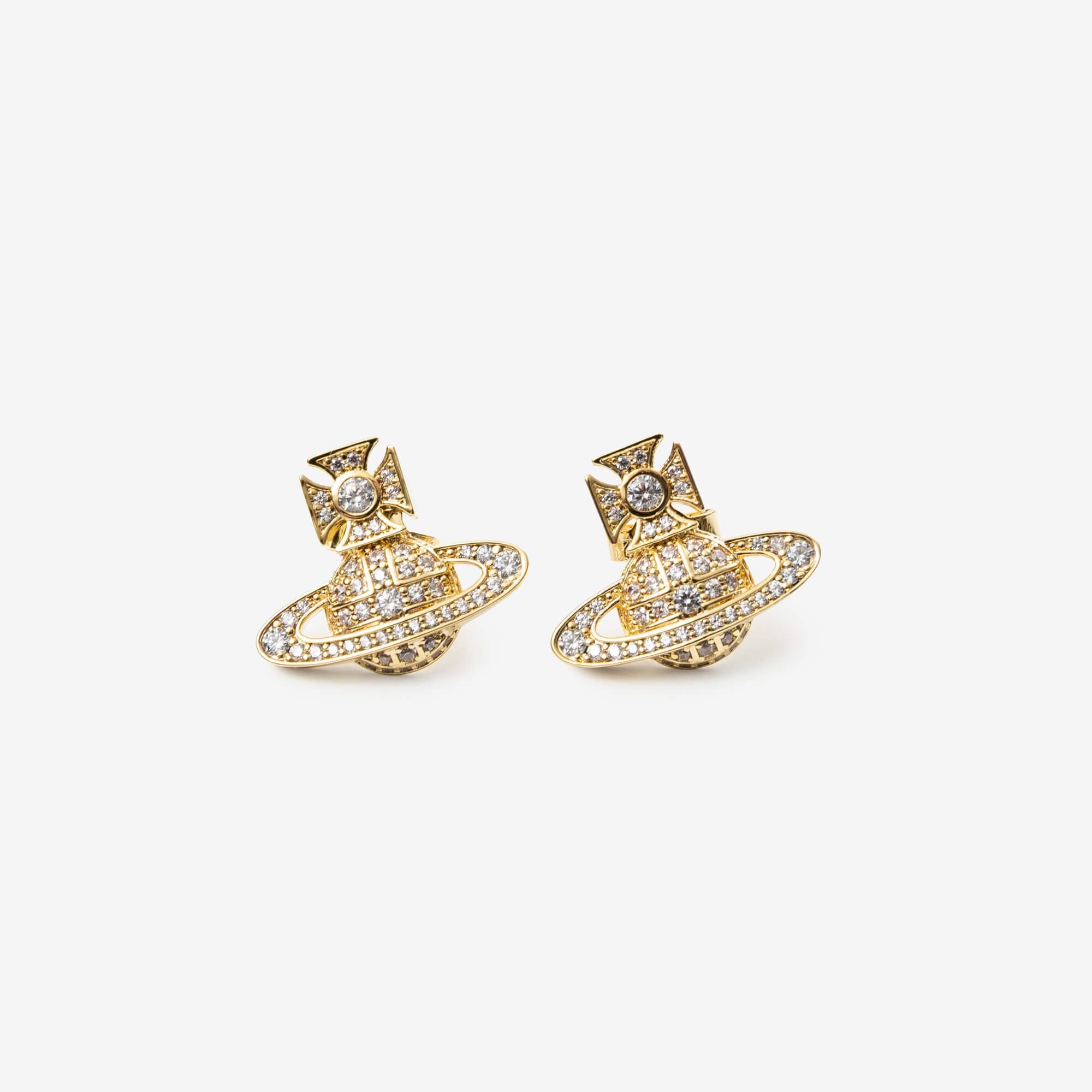 Vivienne Westwood Carmela Bas Relief Earrings Gold/White CZ-1