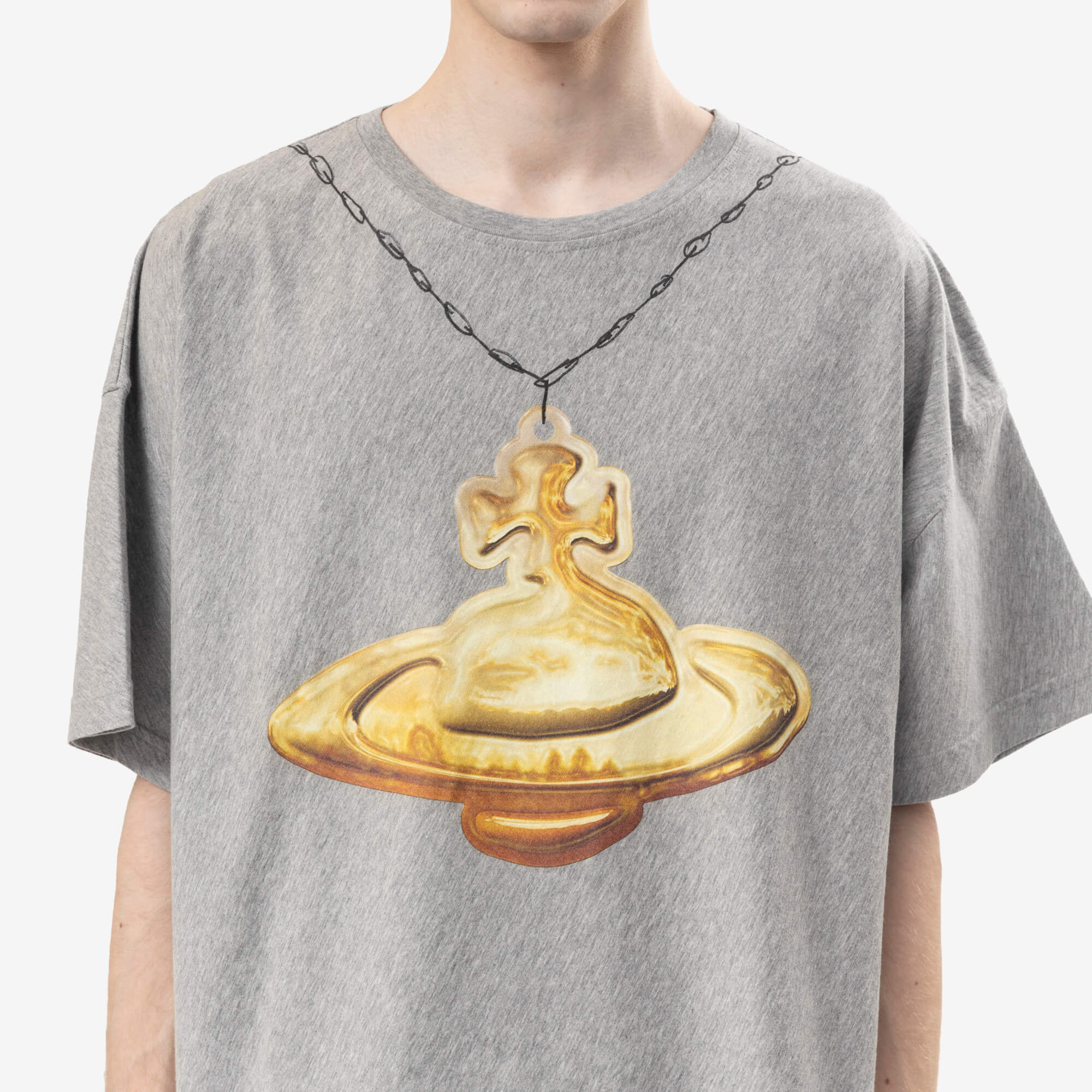 Vivienne Westwood Gold Orb Oversize Box T-Shirt Grey Melange-5