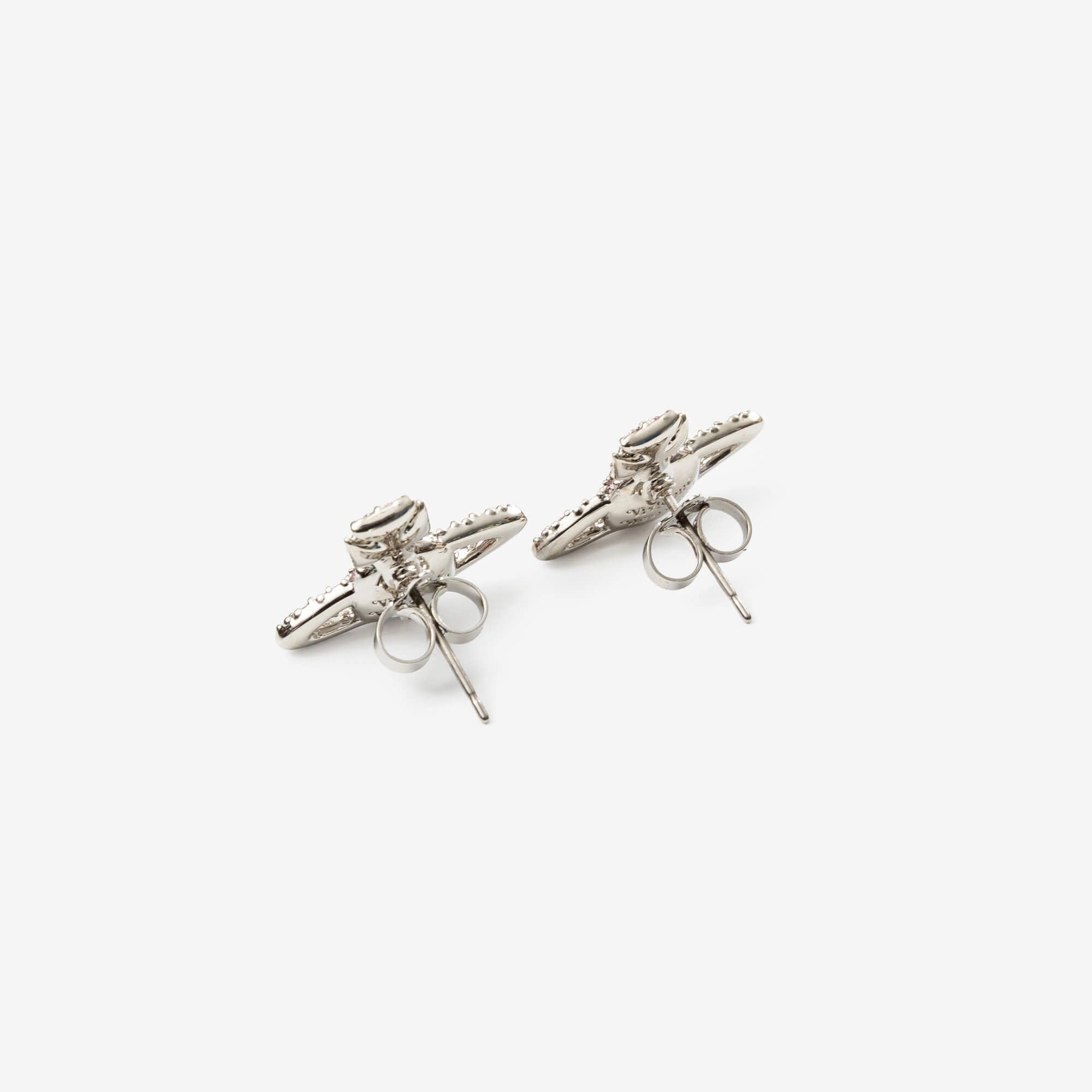 Vivienne Westwood Grace Bas Relief Stud Earrings Platinum-2