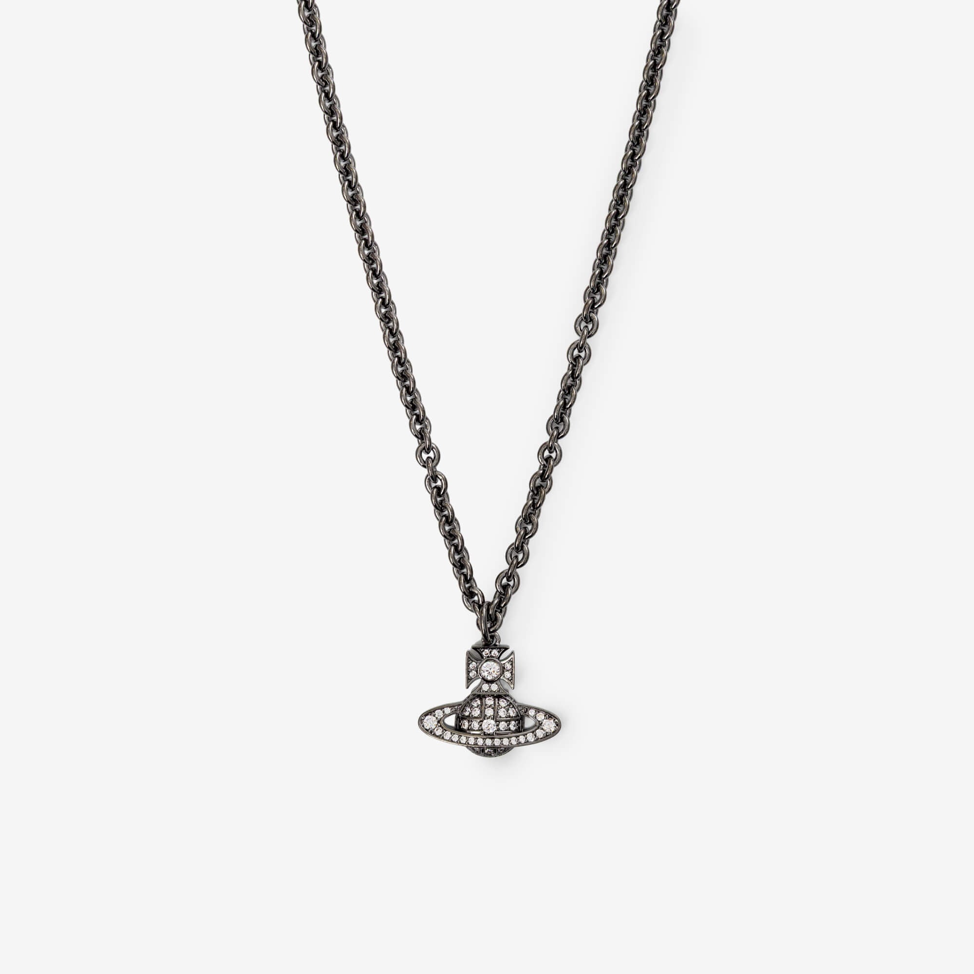 Vivienne Westwood Man Carmelo Bas Relief Pendant Ruthenium/White CZ-3