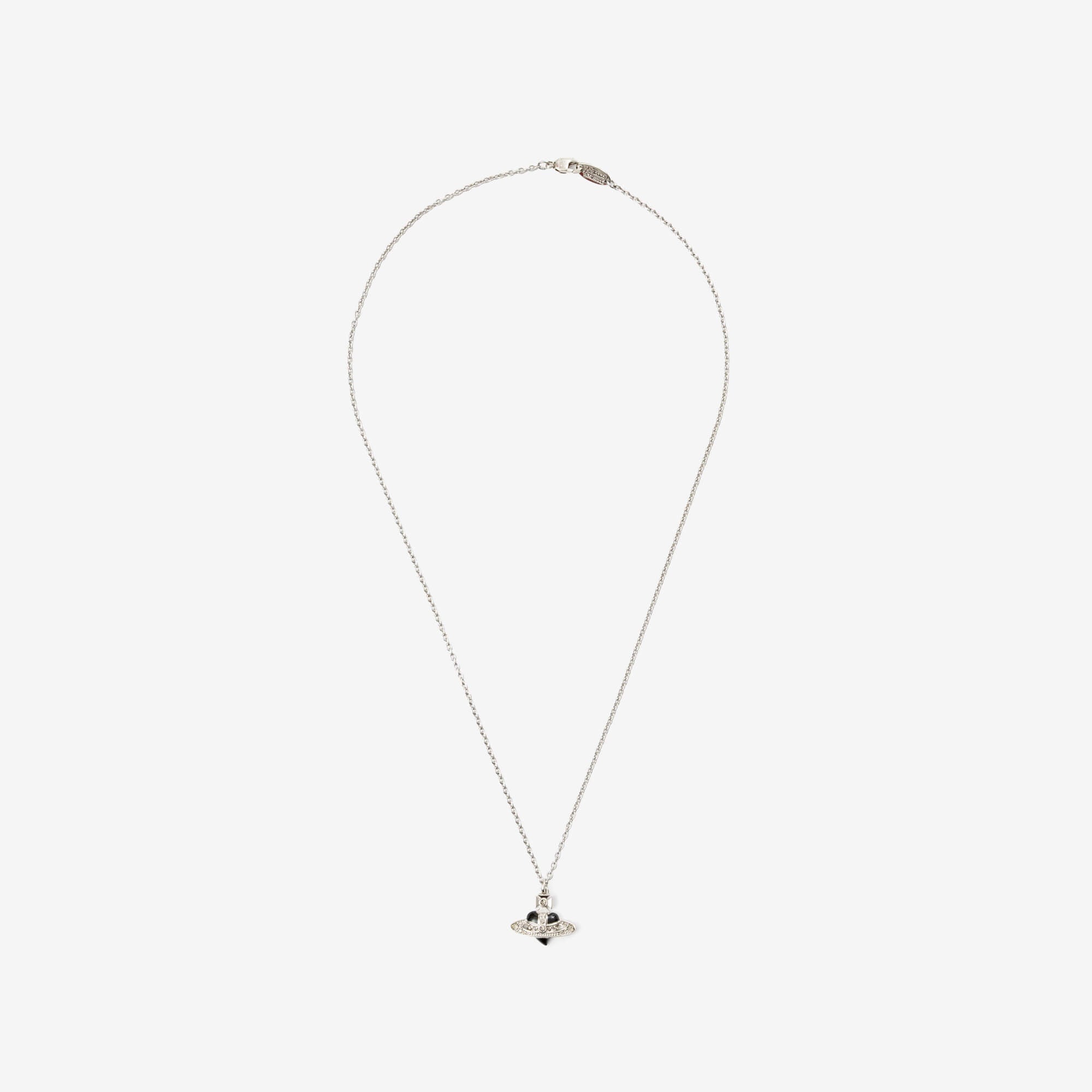 Vivienne Westwood Man Diamante Heart Pendant Platinum/Black Diamond-1