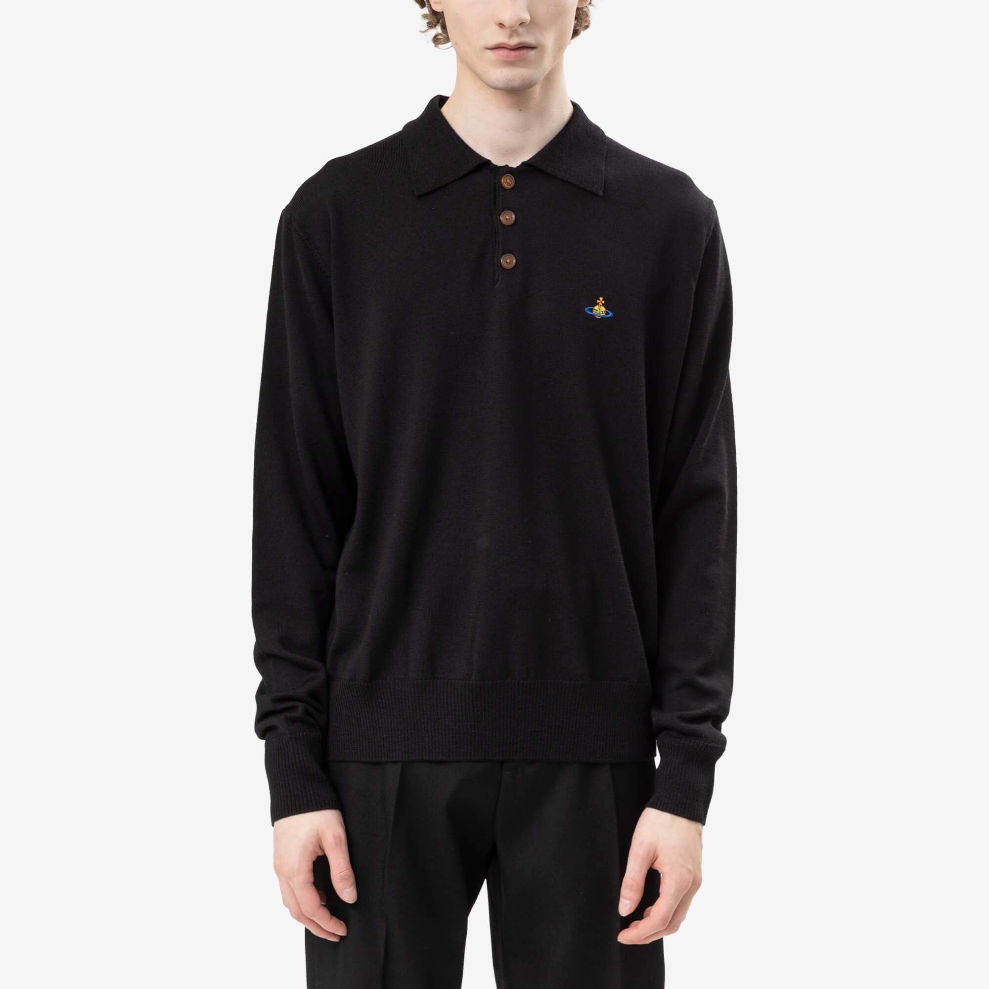 Vivienne Westwood Mark Long Sleeve Polo Black-1