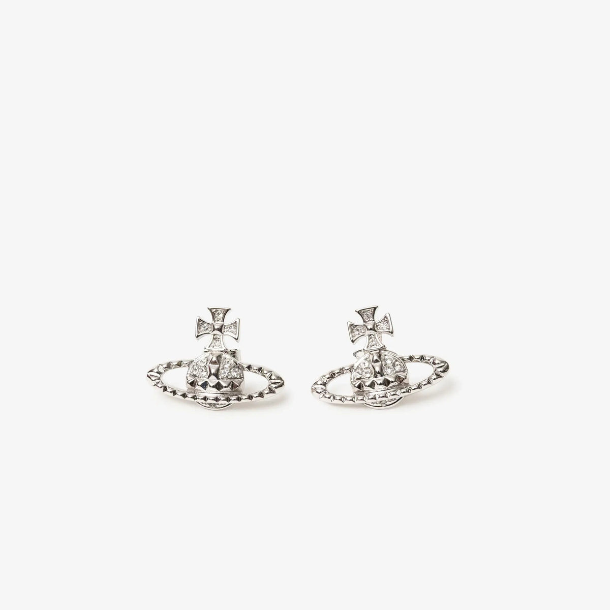 Vivienne Westwood Mayfair Bas Releif Earrings Rhodium/AL Crystal