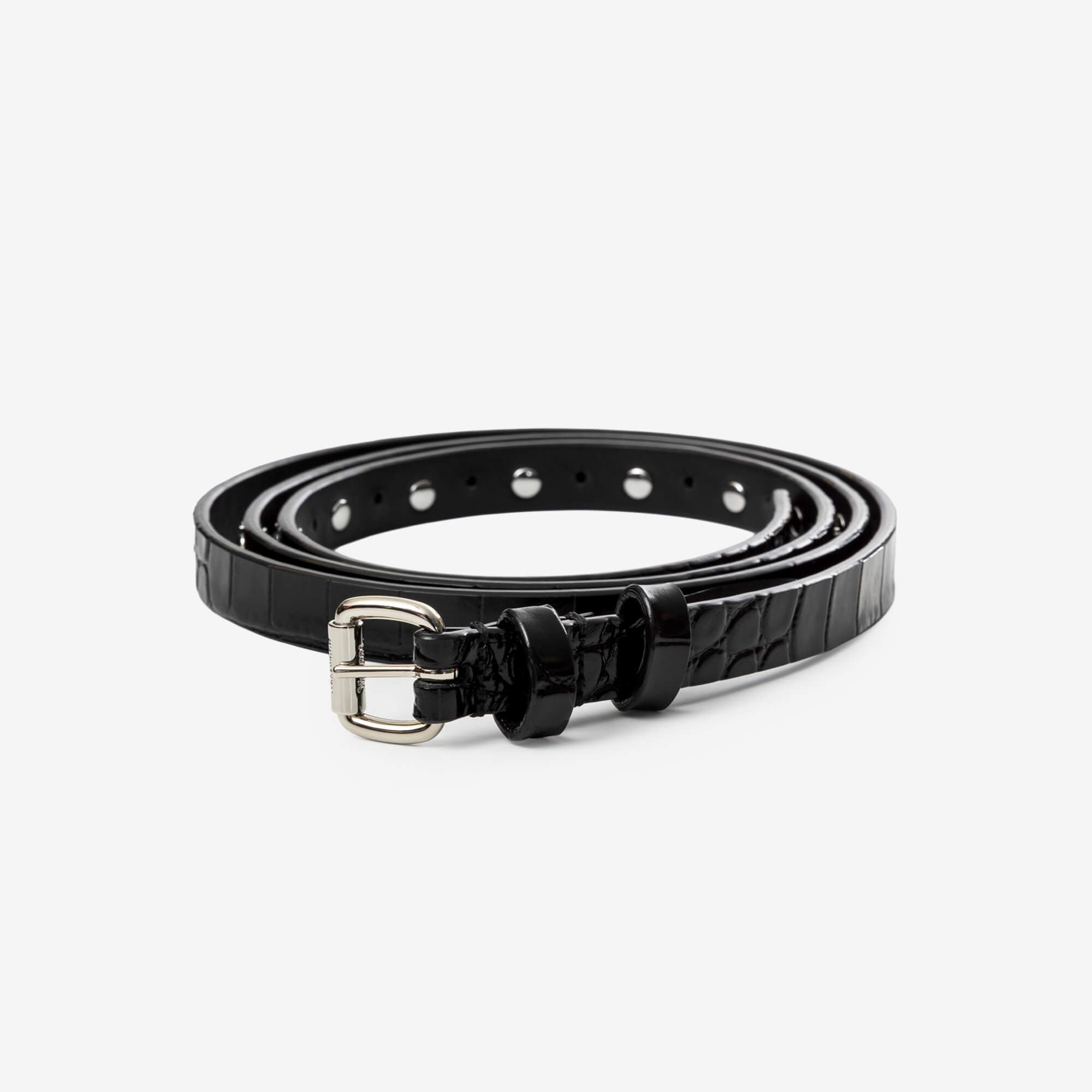 Vivienne Westwood Mini Alex Orb Silver Studs Belt Black-1